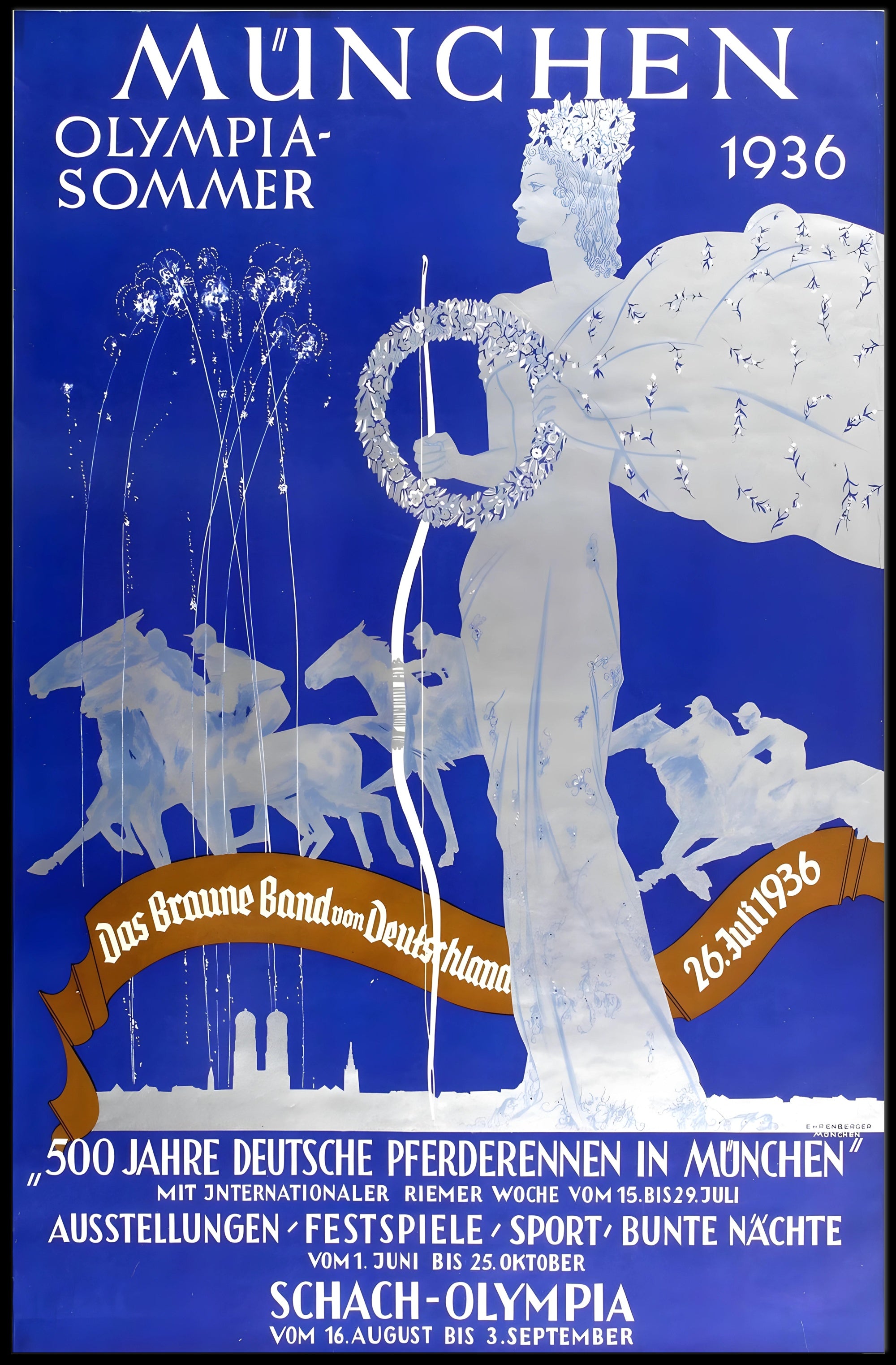 1936 Munich Olympic Art Deco Sports Poster Display PosterGoat