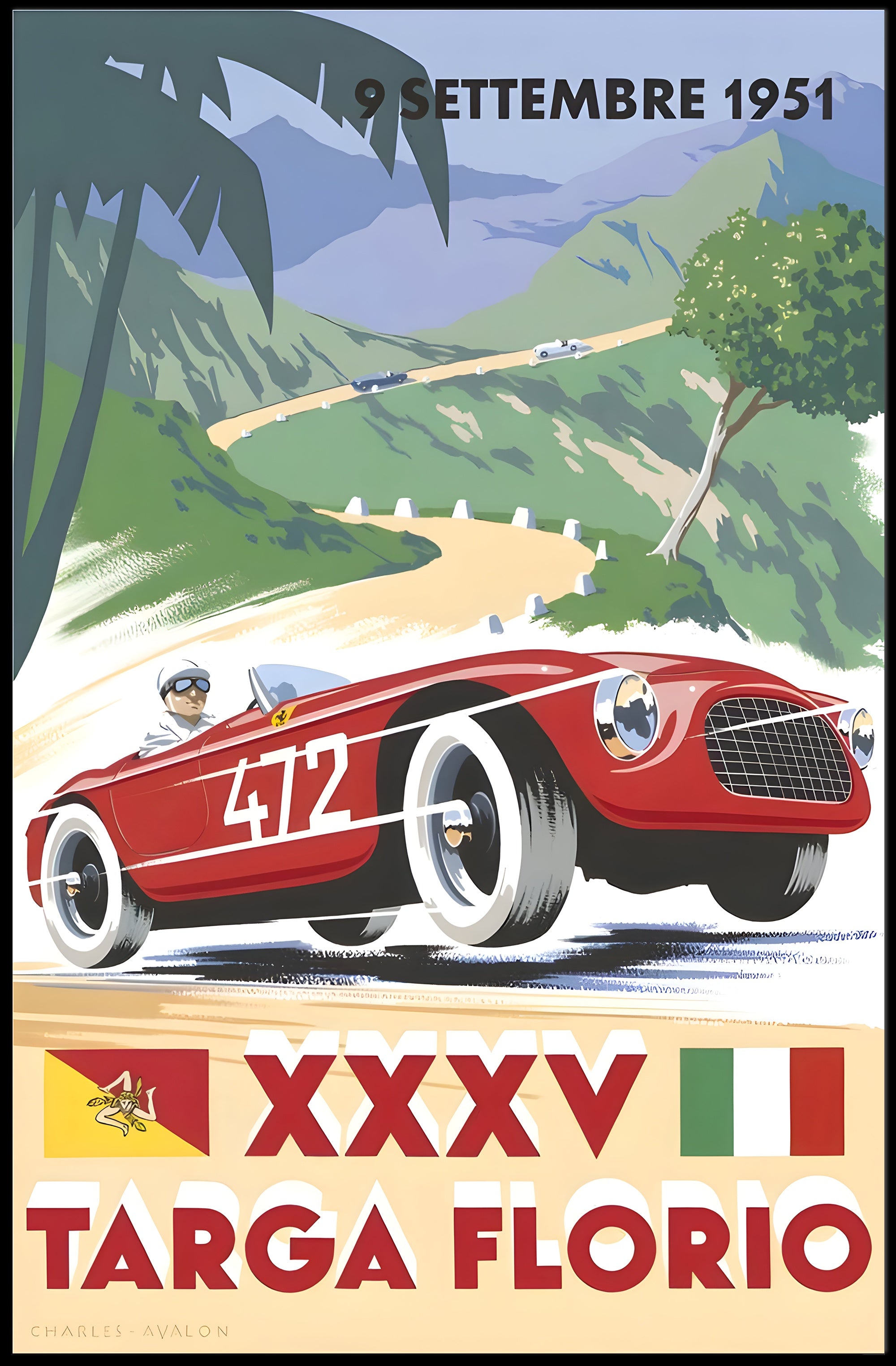 1951 Targa Florio Travel Poster Wall Art Decor Print PosterGoat