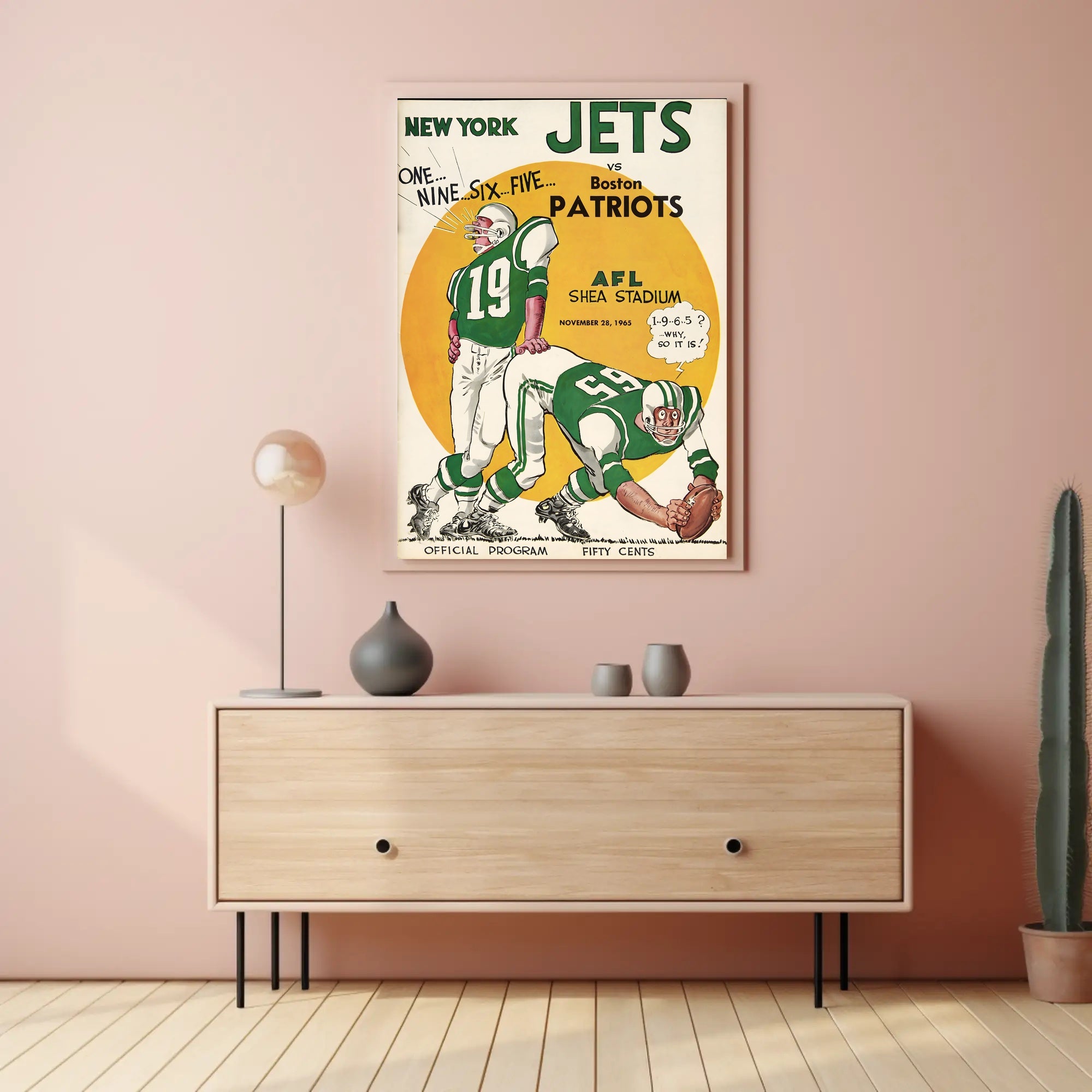 1965 AFL Game Poster New York Jets Vintage Sports Art Print PosterGoat
