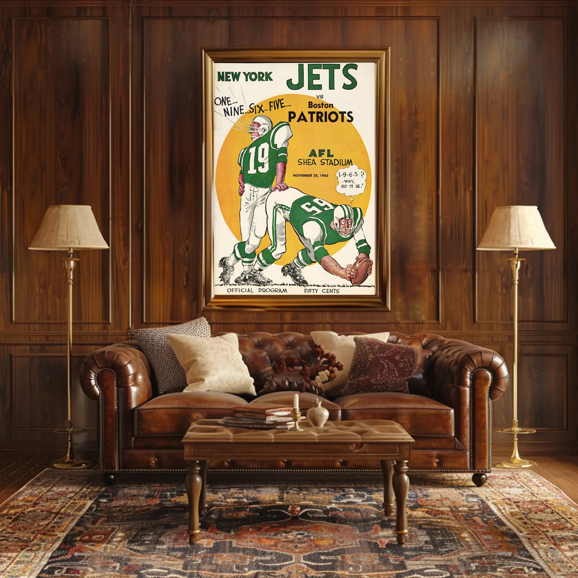 1965 AFL Game Poster New York Jets Vintage Sports Art Print PosterGoat