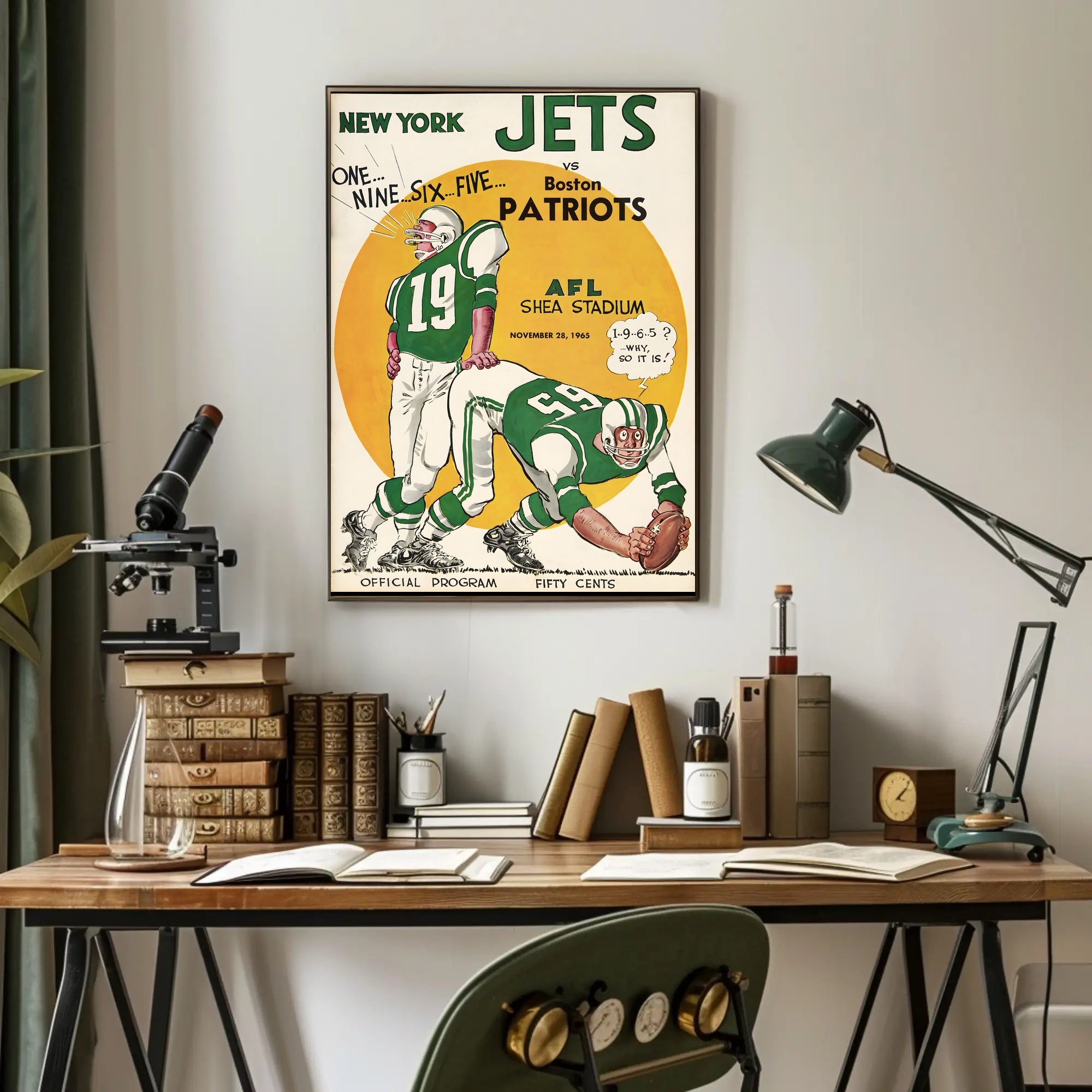 1965 AFL Game Poster New York Jets Vintage Sports Art Print PosterGoat