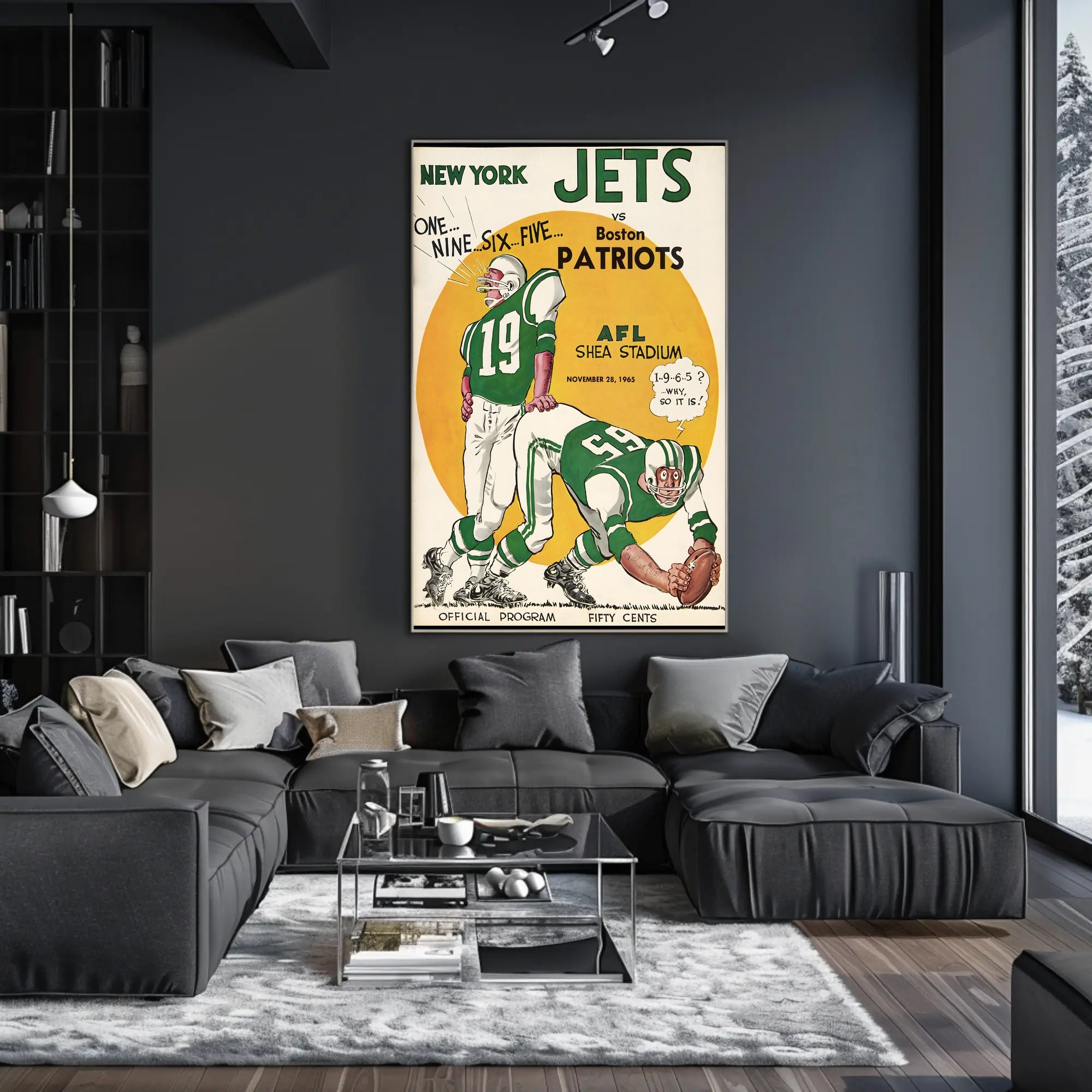 1965 AFL Game Poster New York Jets Vintage Sports Art Print PosterGoat