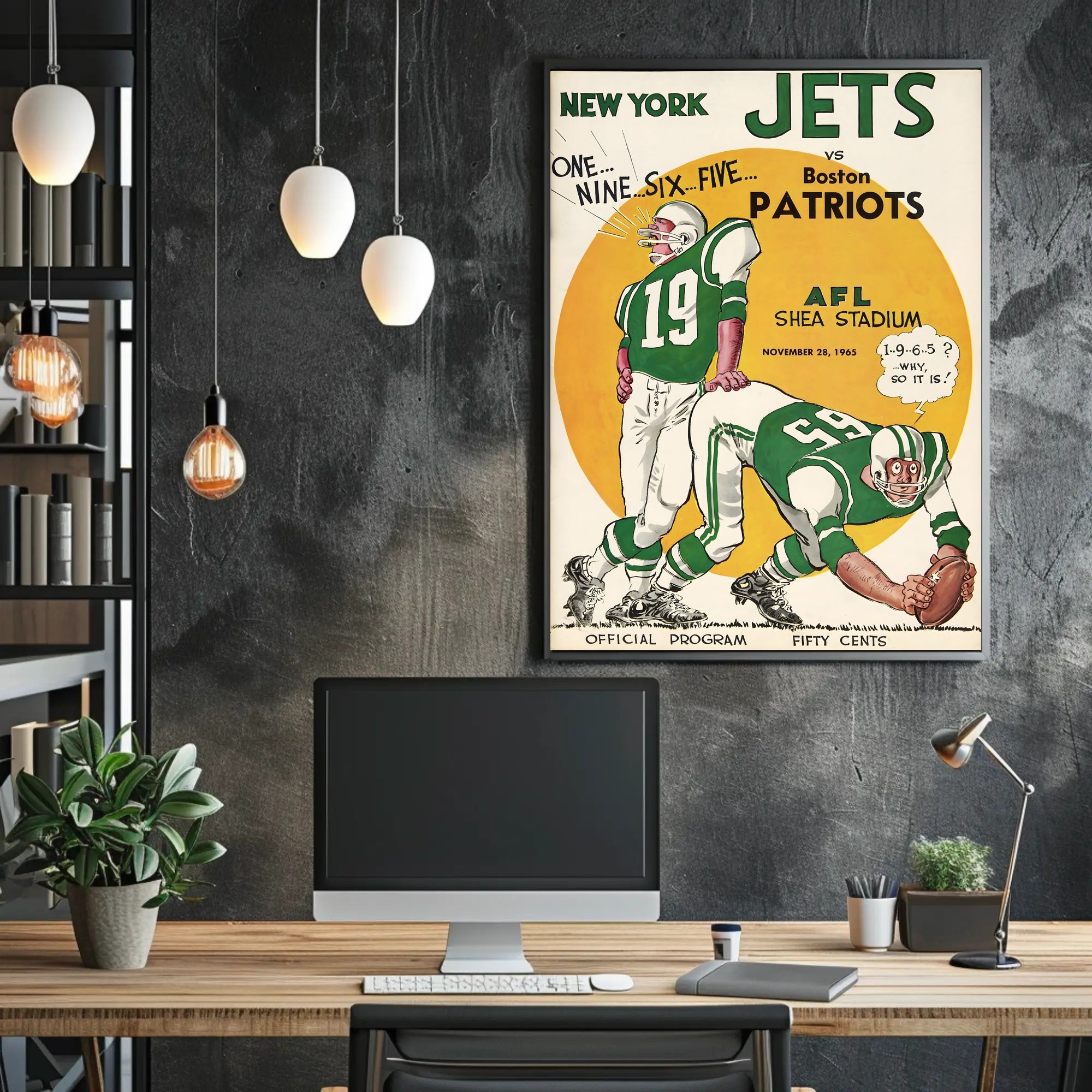 1965 AFL Game Poster New York Jets Vintage Sports Art Print PosterGoat