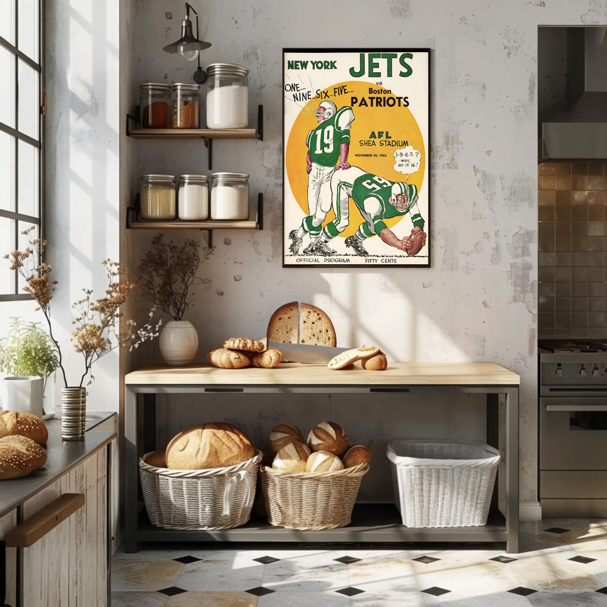1965 AFL Game Poster New York Jets Vintage Sports Art Print PosterGoat