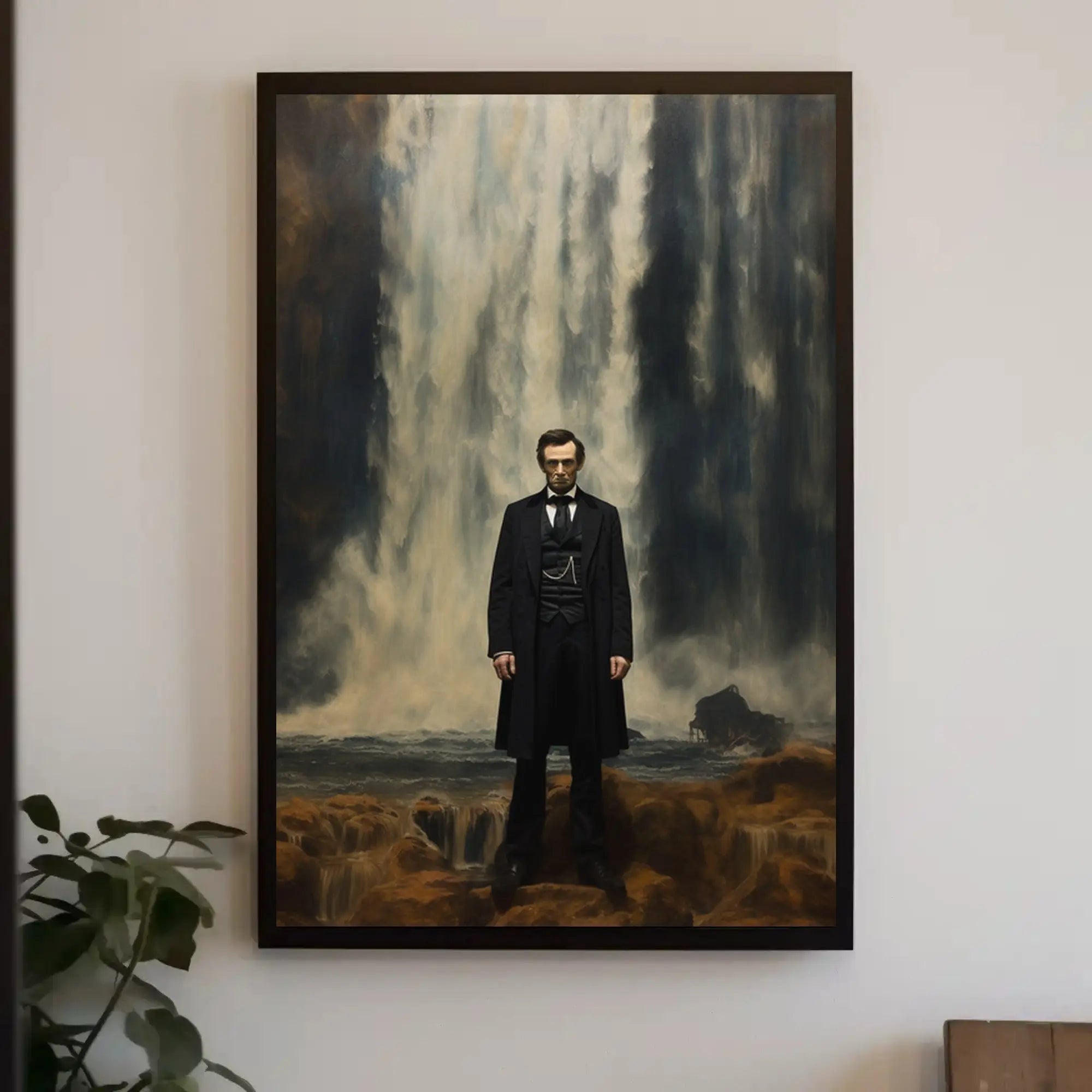 19th Century Man and Waterfall Historical Poster for Unique Decor PosterGoat