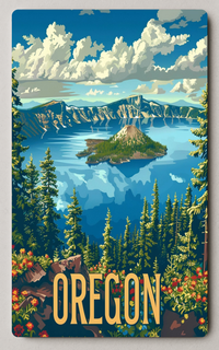 Crater Lake Oregon Vintage Trading Card PosterGoat