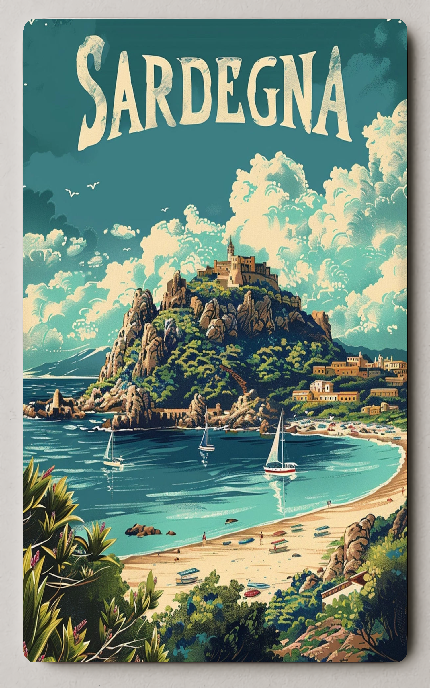 Sardegna Coastal Charm Vintage Trading Card PosterGoat