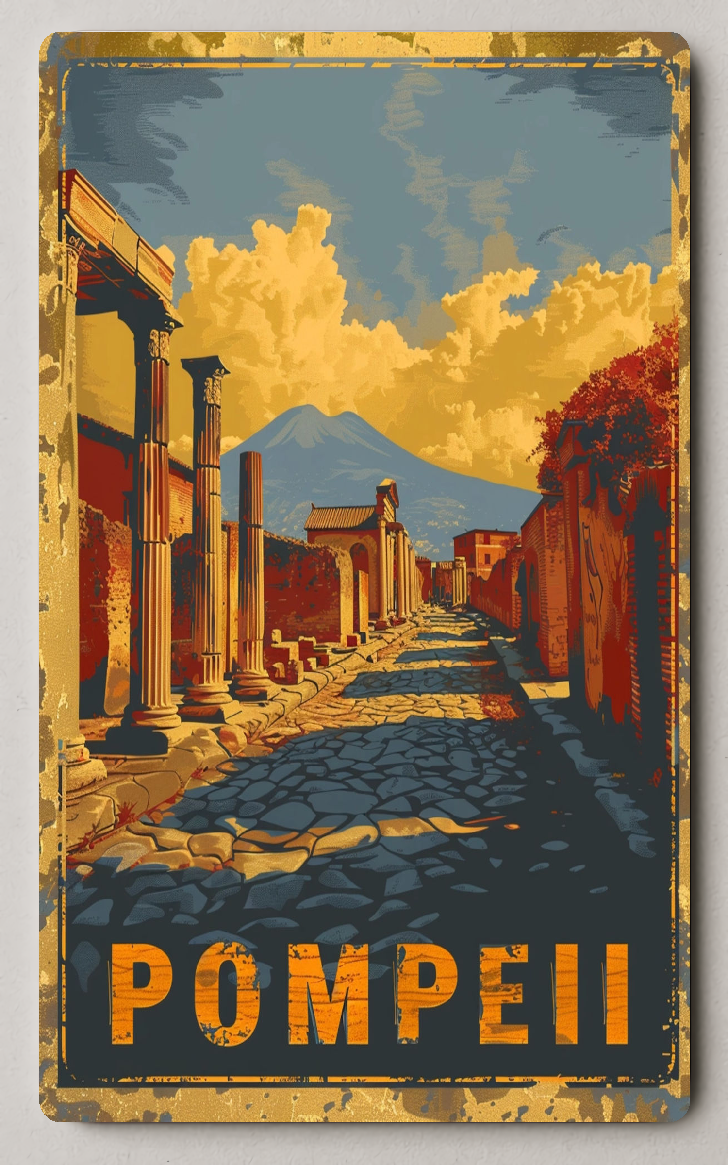 Vintage Pompeii Ruins Scene Trading Card PosterGoat