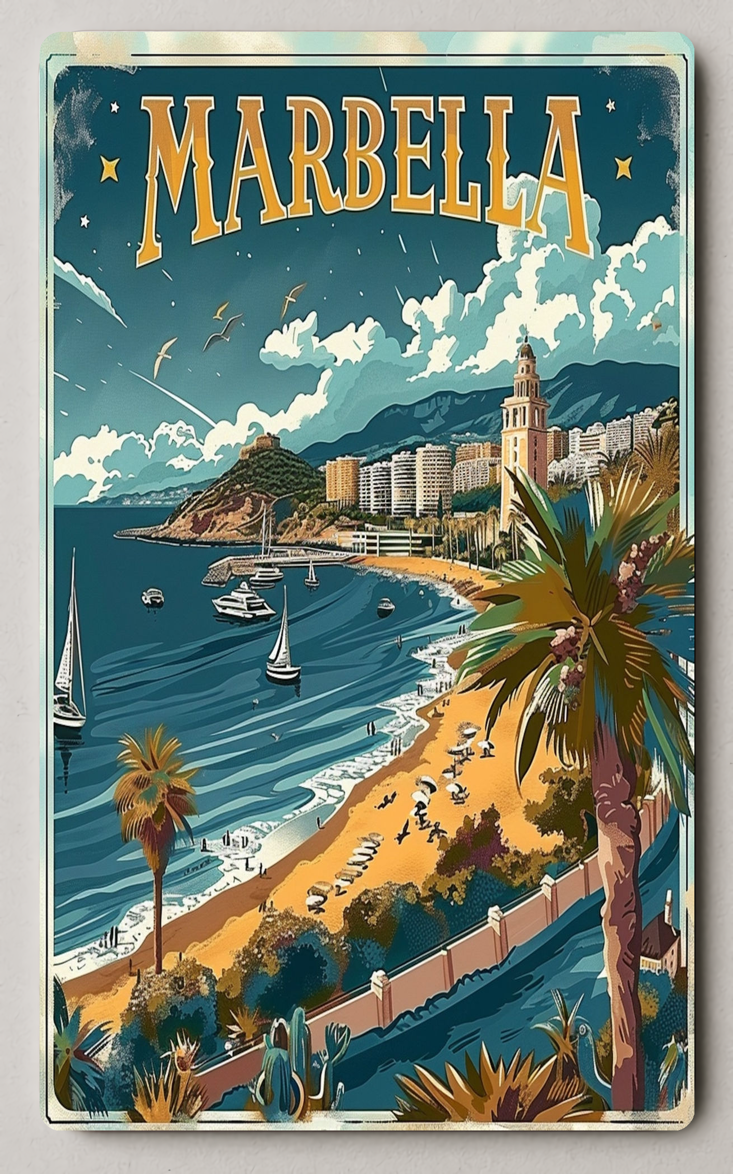 Marbella Coastal Paradise Vintage Trading Card PosterGoat