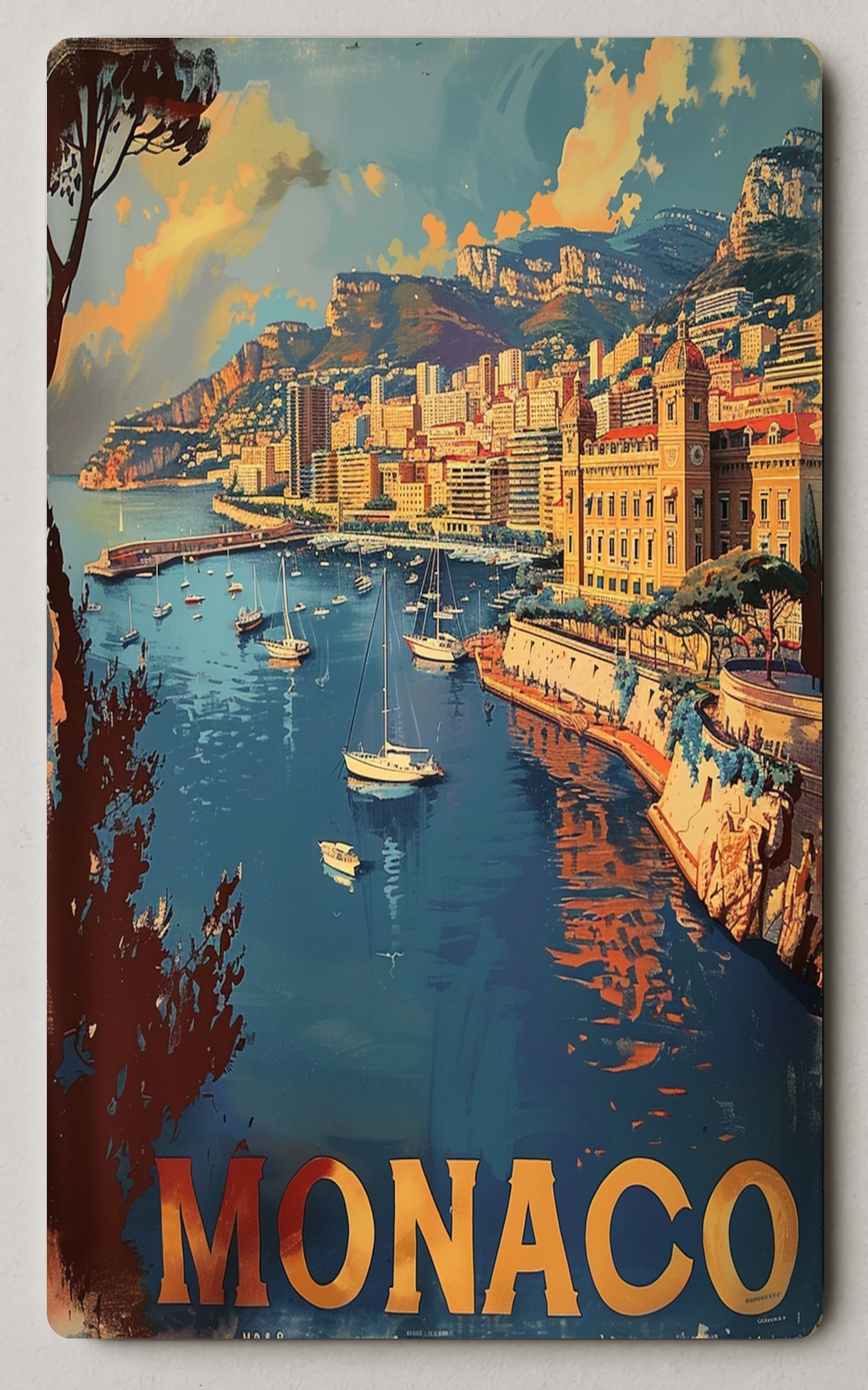 Monaco Coastal Glamour Vintage Trading Card PosterGoat