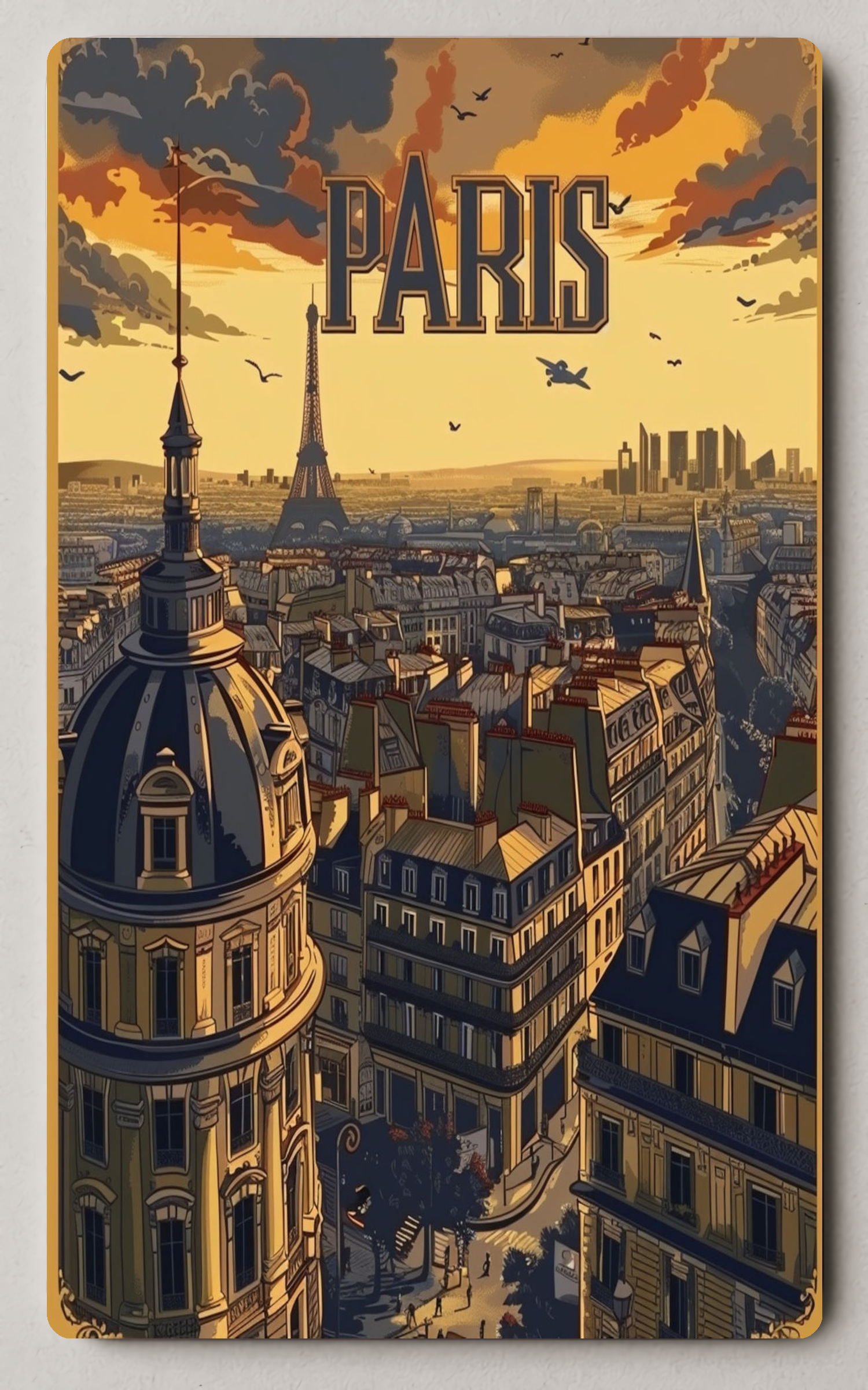 Paris Skyline Illustration Eiffel Tower Trading Card PosterGoat