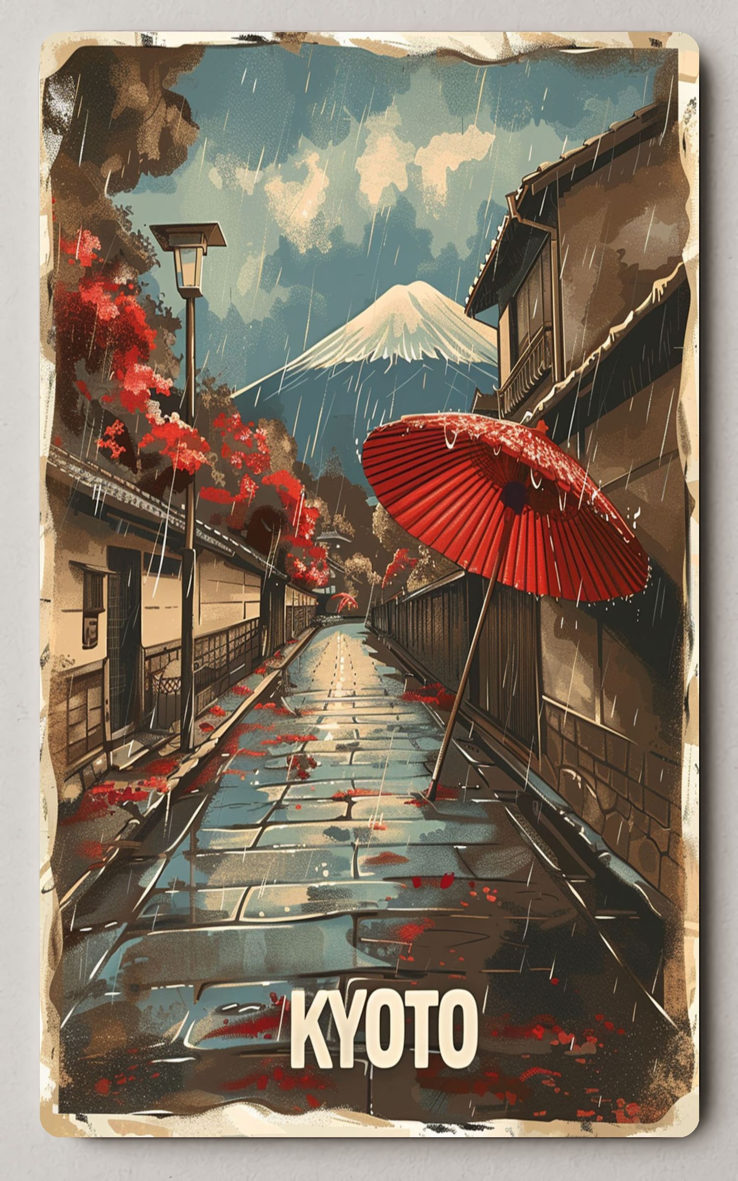 Kyoto Rainy Day Serenity Heritage Trading Card PosterGoat