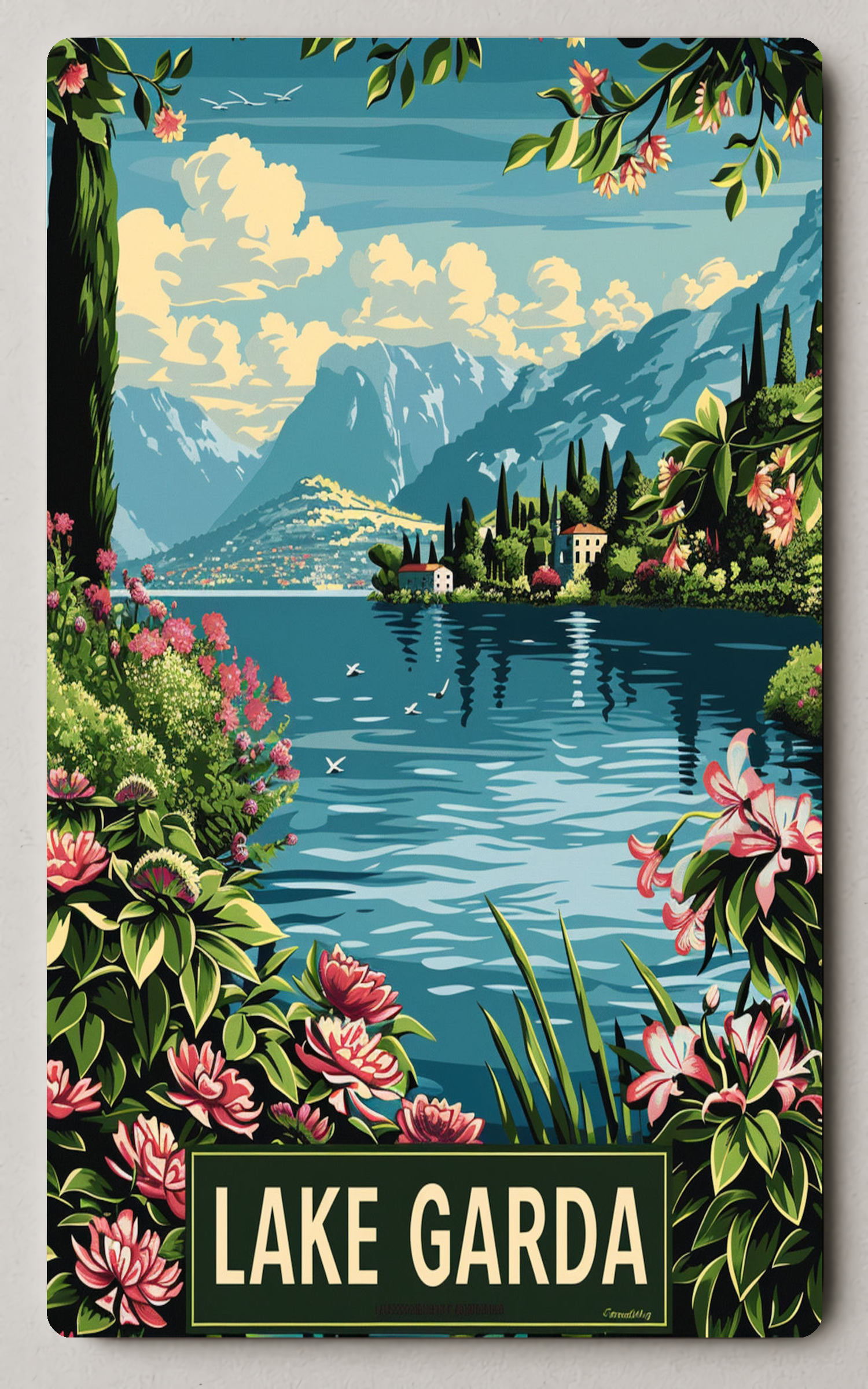 Lake Garda Vintage Travel Art  Trading Card PosterGoat