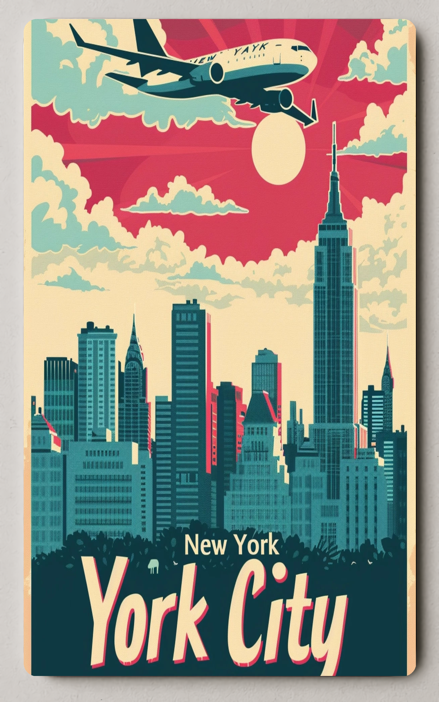 New York City Skyline Vintage Trading Card PosterGoat