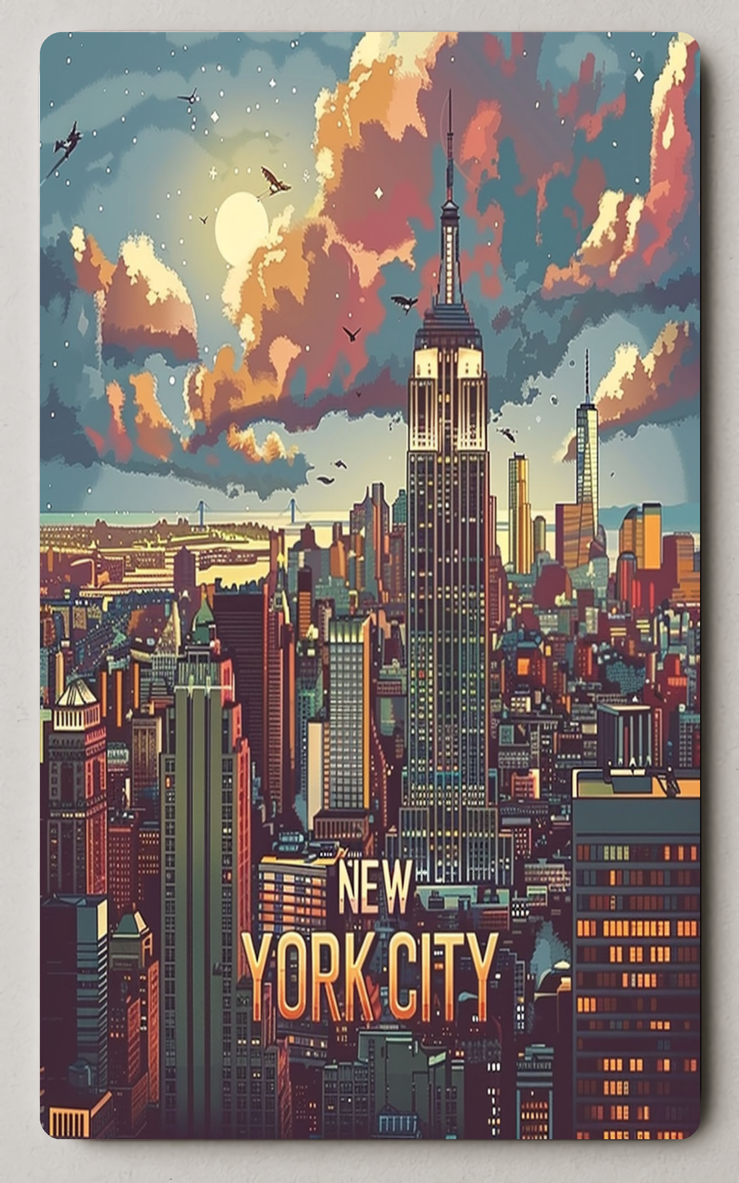 New York City Empire State Illustration Urban Trading Card PosterGoat