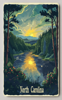 North Carolina Scenic Sunset Trading Card PosterGoat