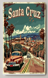 Vintage Coastal Adventure In Santa Cruz Trading Card PosterGoat