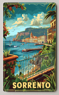 Vibrant Vintage Sorrento Illustration Trading Card PosterGoat