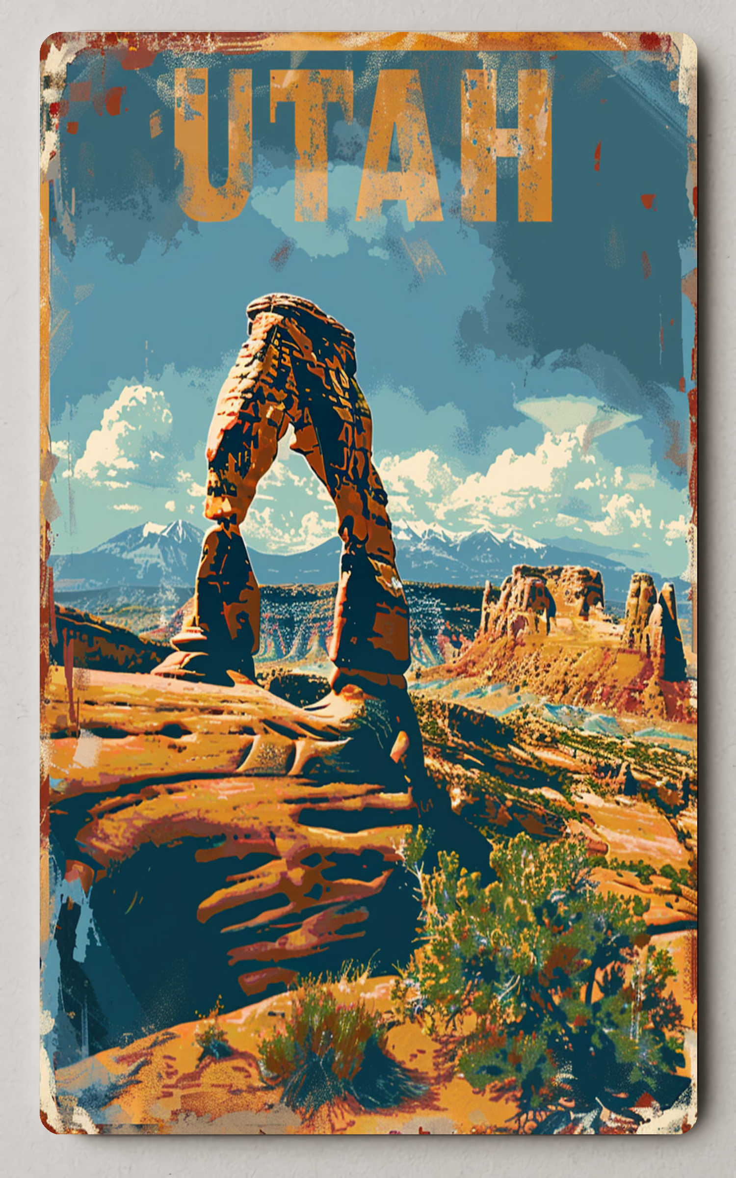 Delicate Arch Adventure National Park Trading Card PosterGoat