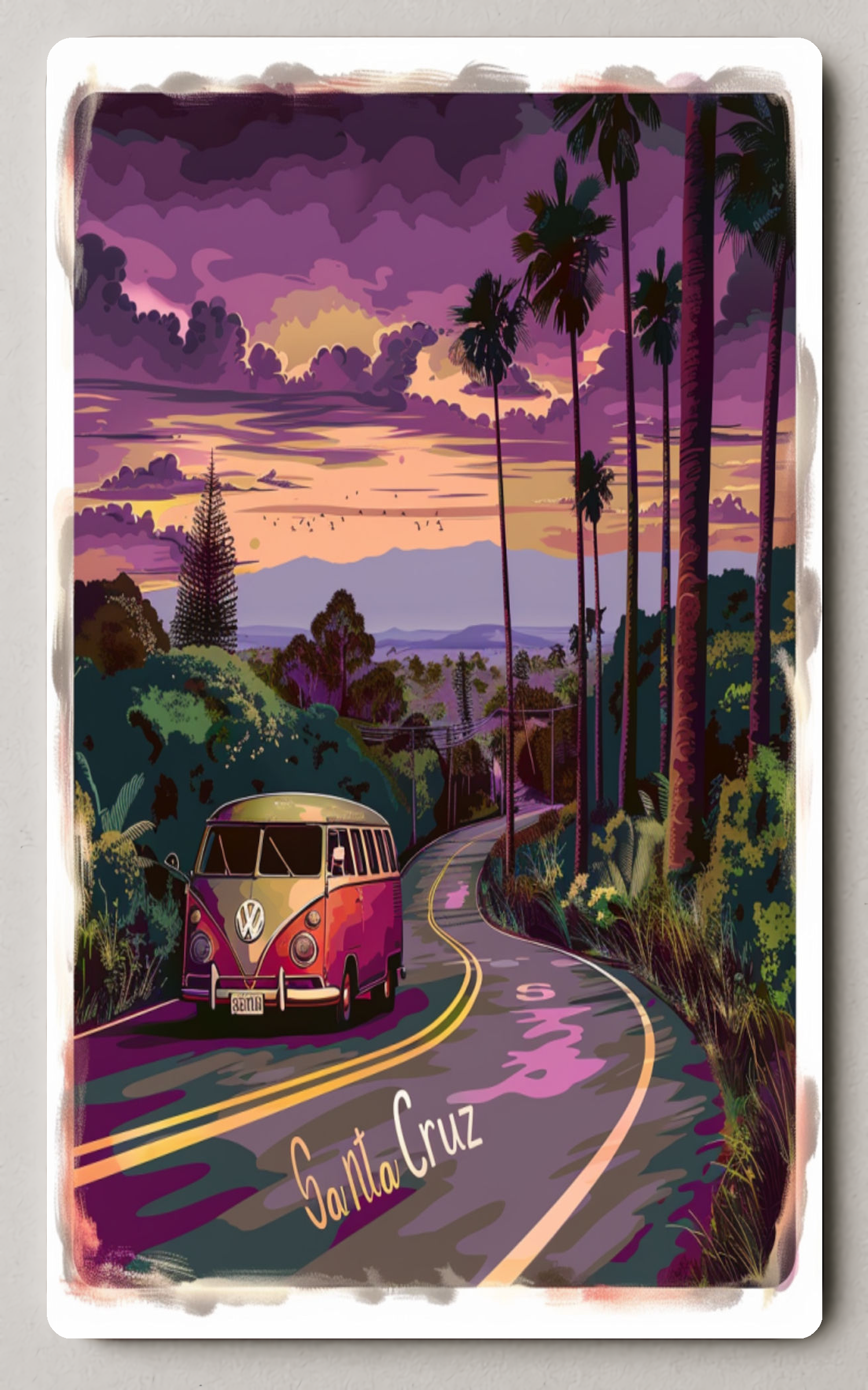 Vintage Volkswagen Adventure At Sunset Trading Card PosterGoat
