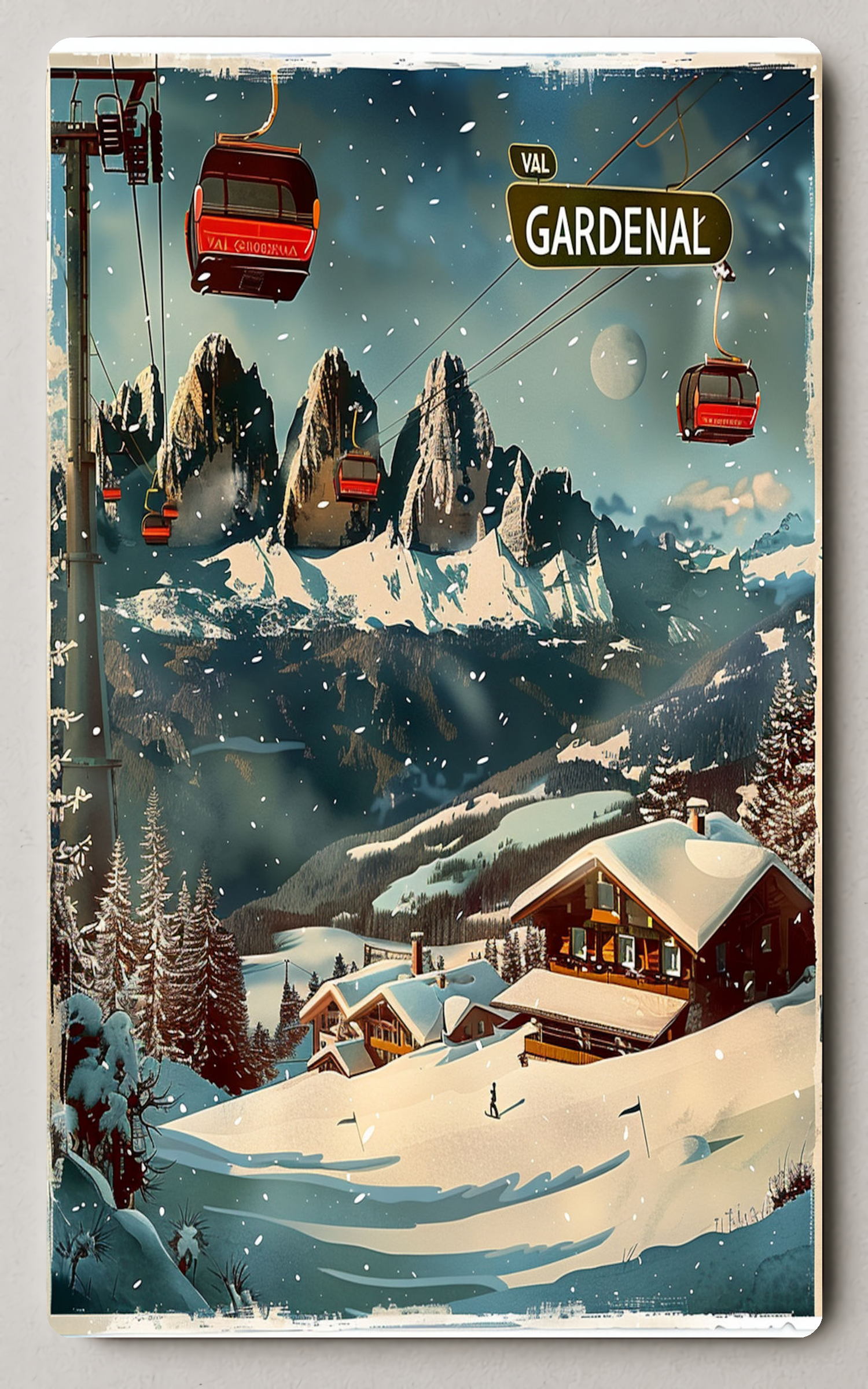 Val Gardena Winter Scene Vintage Trading Card PosterGoat