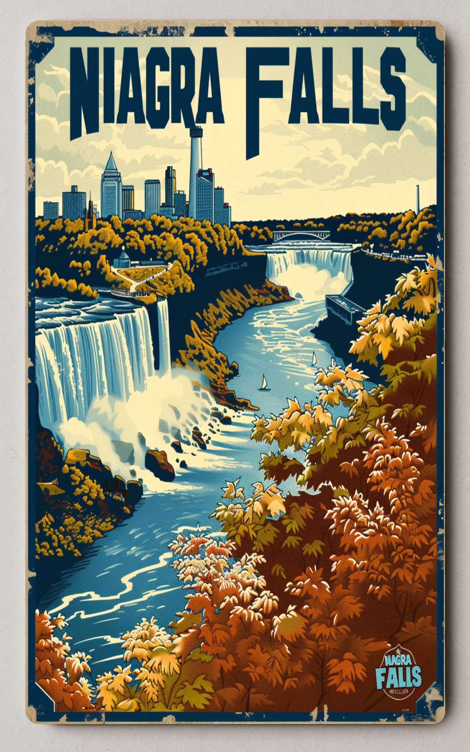 Niagara Falls Mid Century Vintage Trading Card PosterGoat