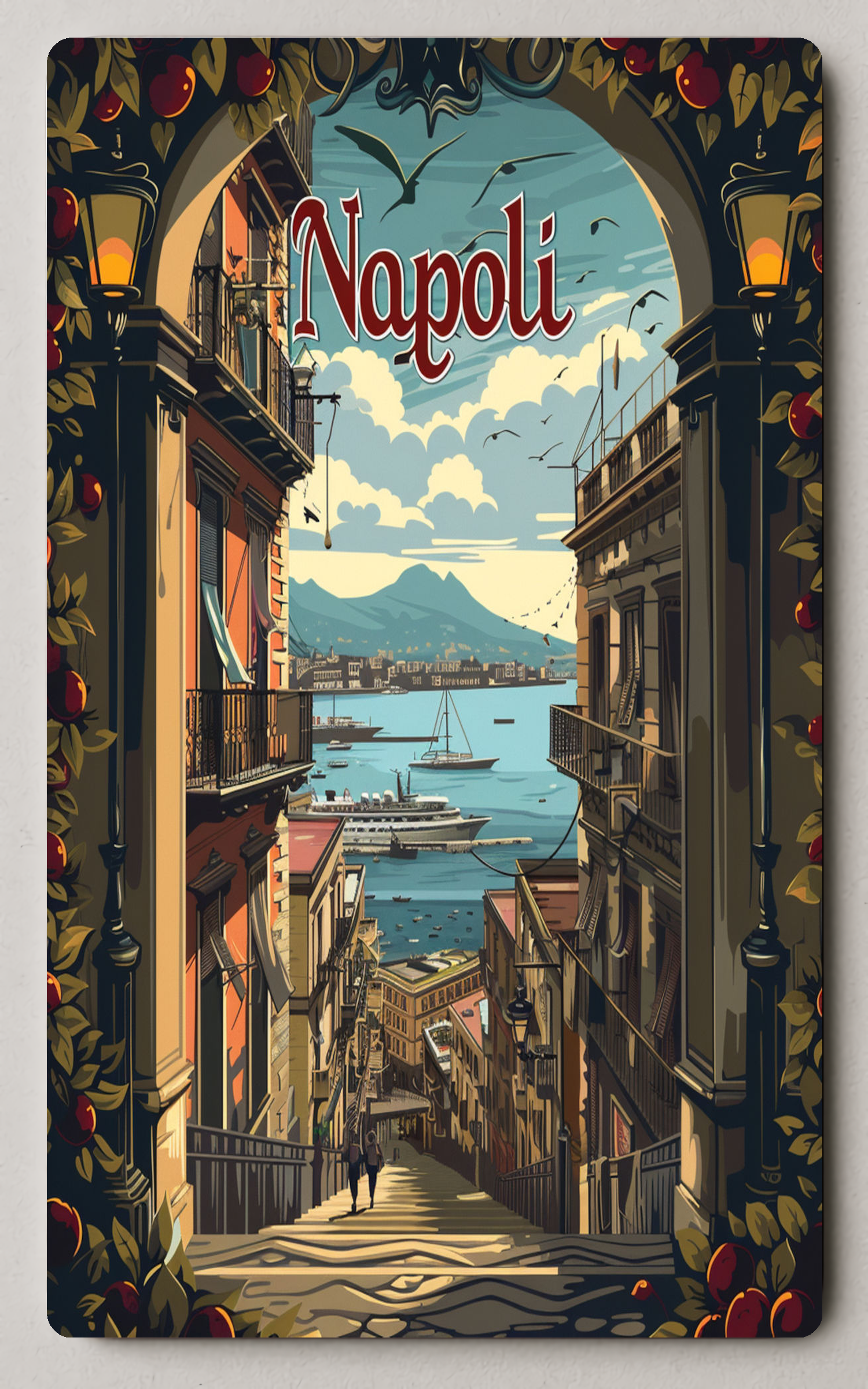Picturesque Napoli Street View Trading Card PosterGoat