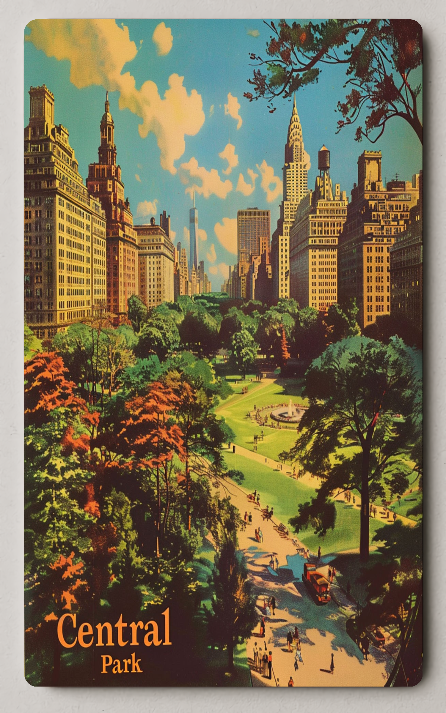 Central Park Vintage Travel Illustration Trading Card PosterGoat