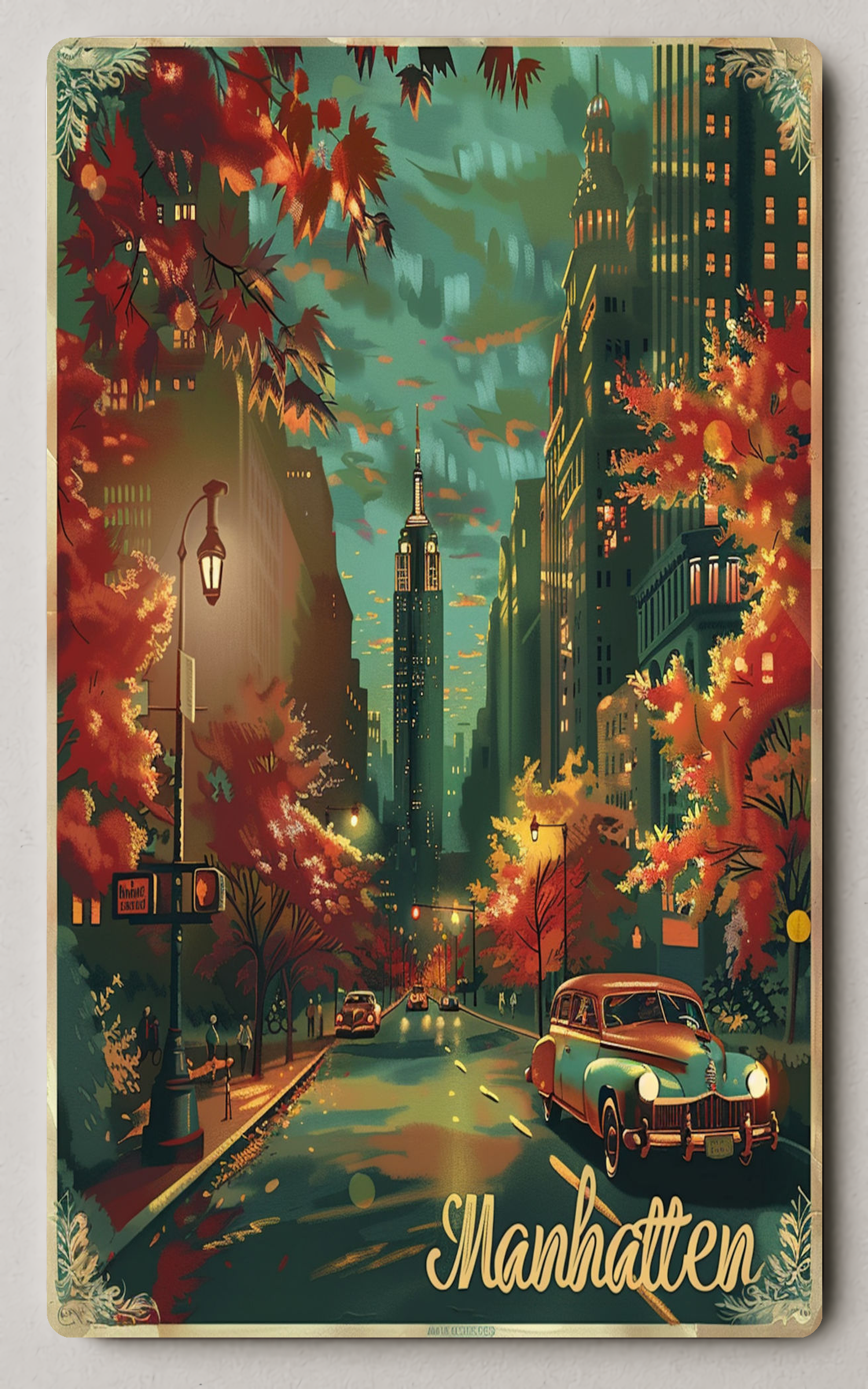 Manhattan Vintage Cityscape Urban Trading Card PosterGoat