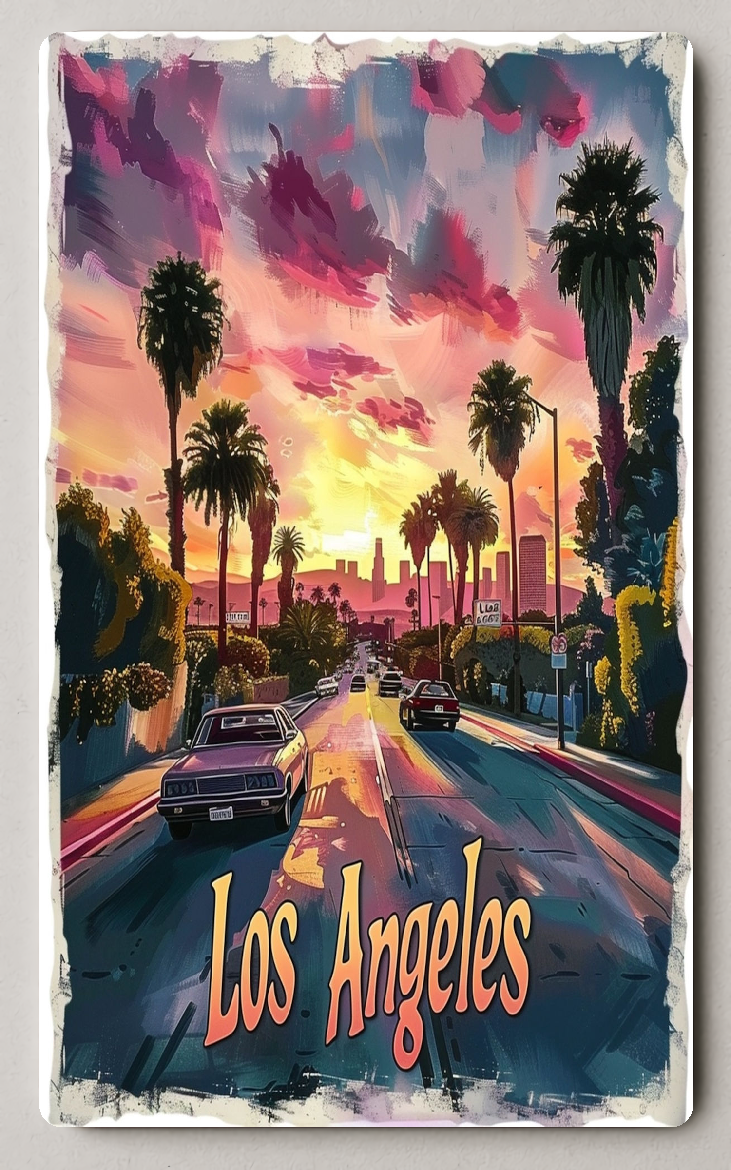 Vibrant Los Angeles Sunset Drive Urban Or Cityscape Poster PosterGoat