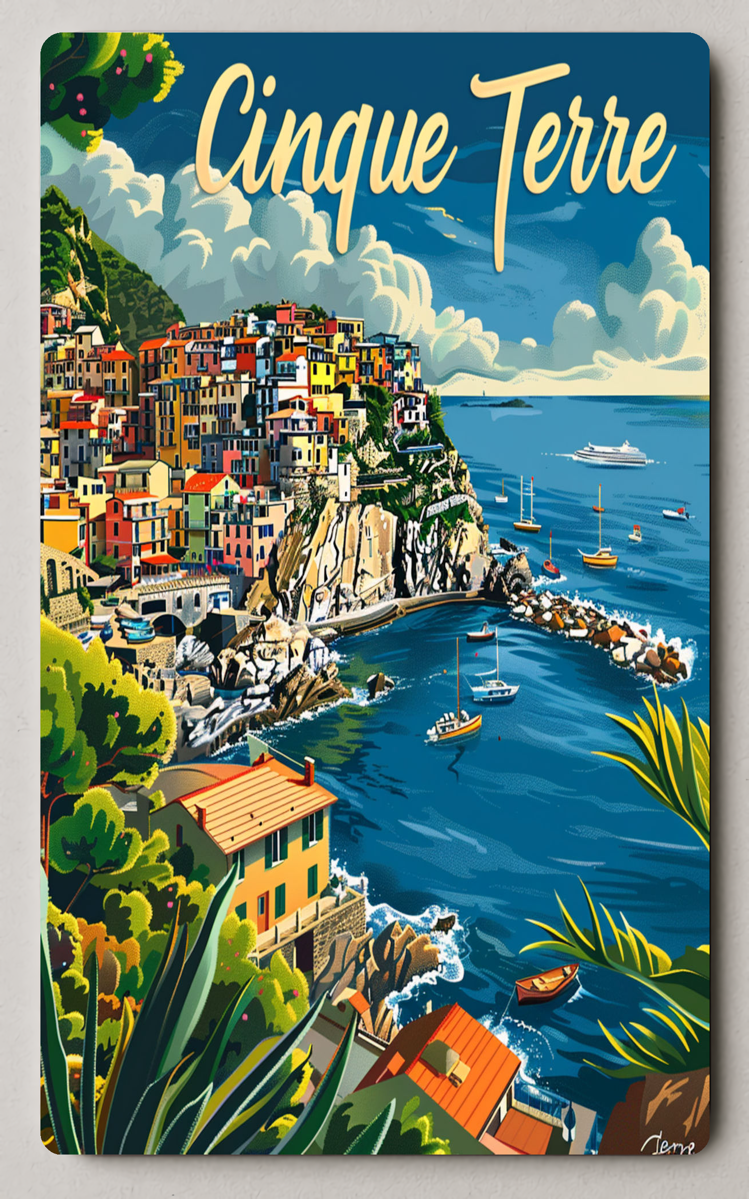 Cinque Terre Coastal View Trading Card PosterGoat