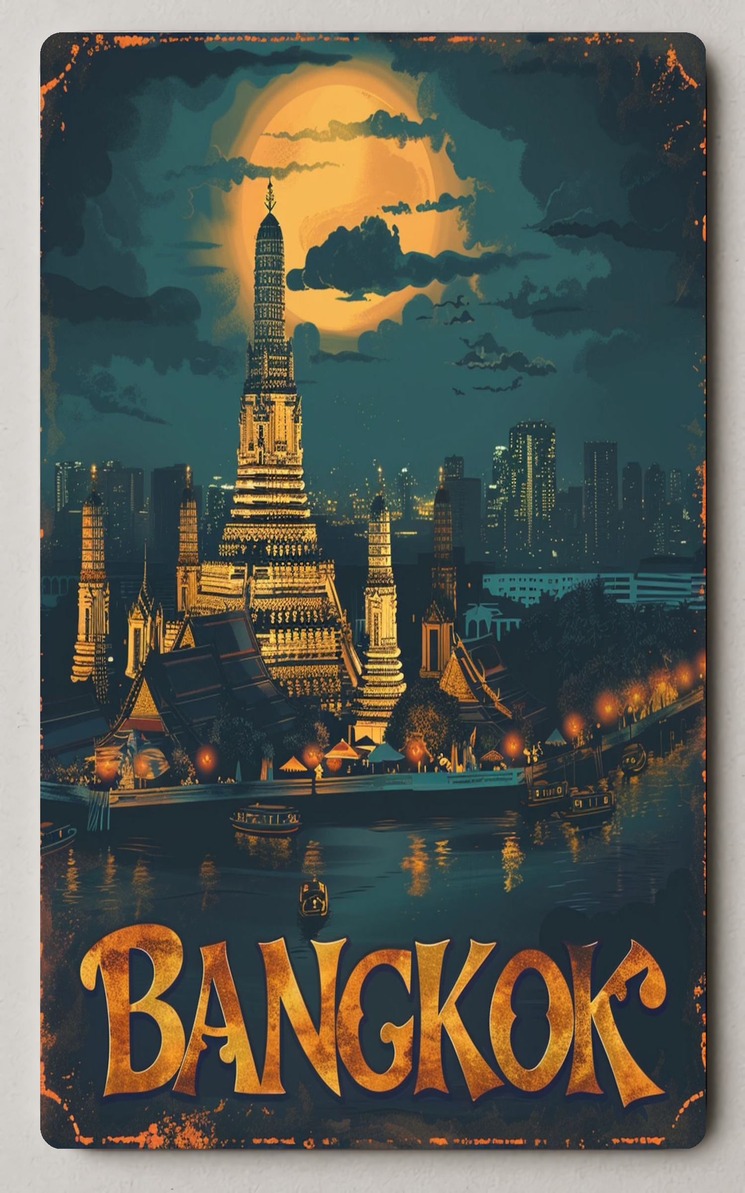 Wat Arun Nighttime Cityscape Trading Card PosterGoat