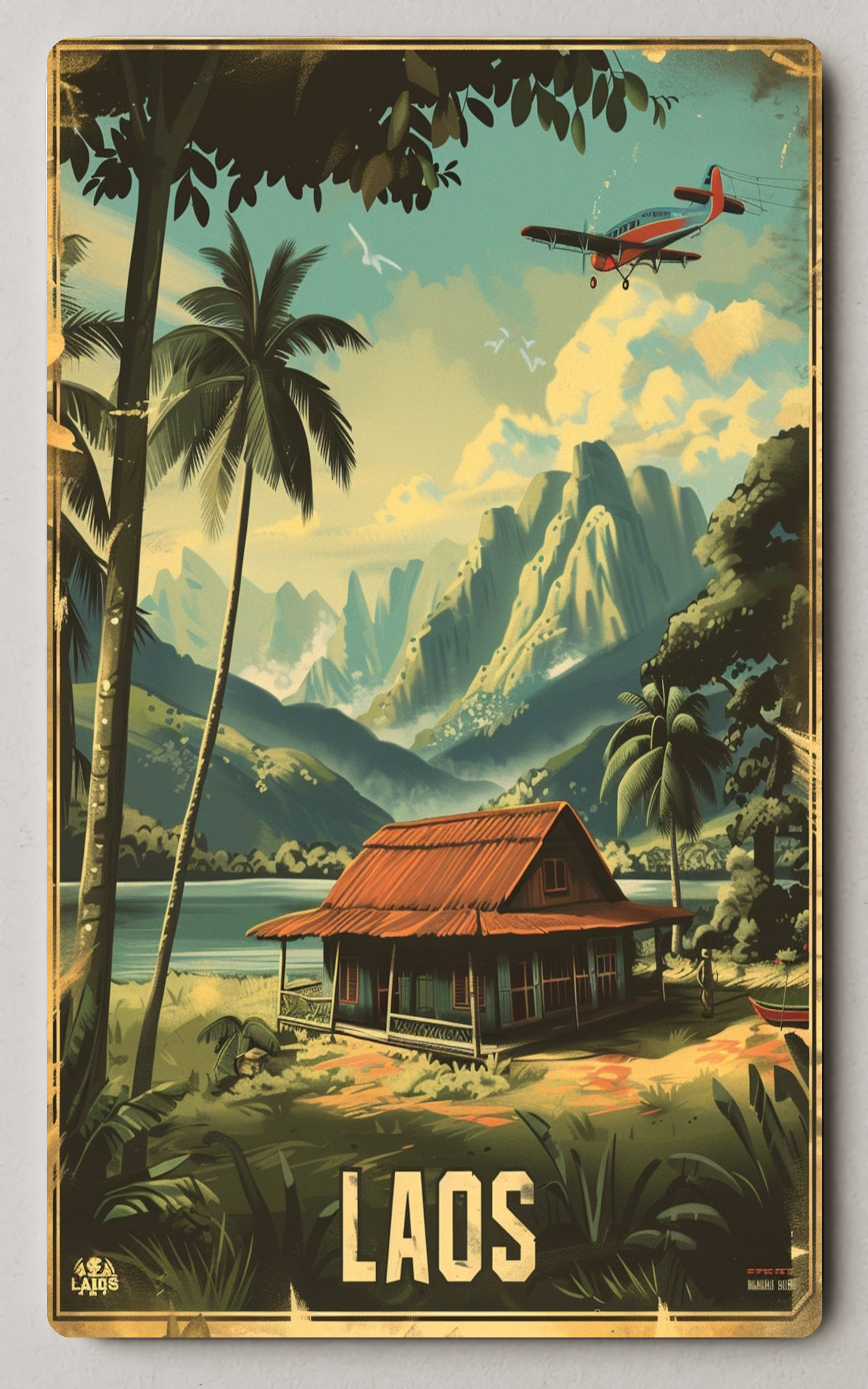 Scenic Laos Nostalgia Trading Card PosterGoat