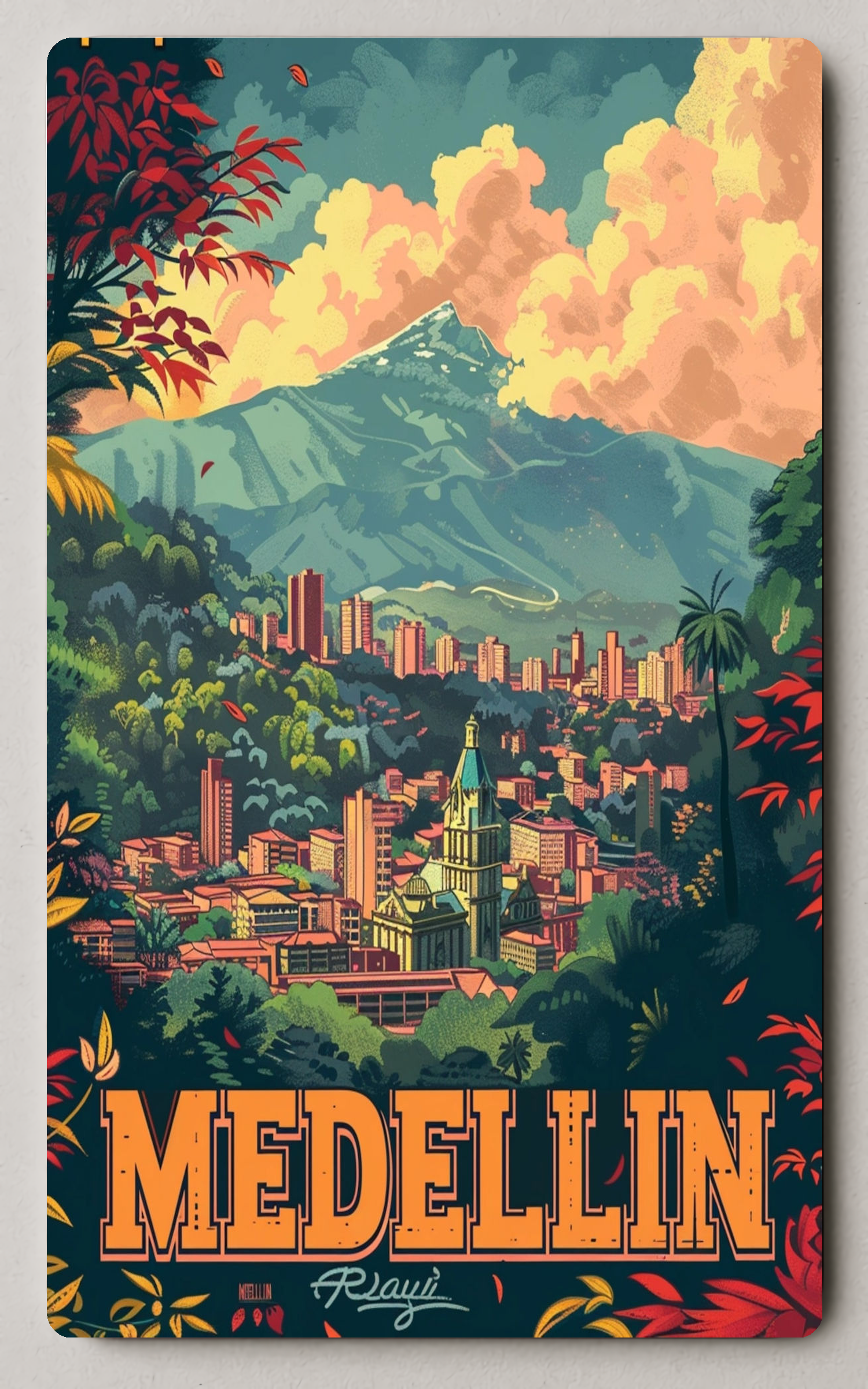 MedellãN Cityscape Adventures Urban Trading Card PosterGoat