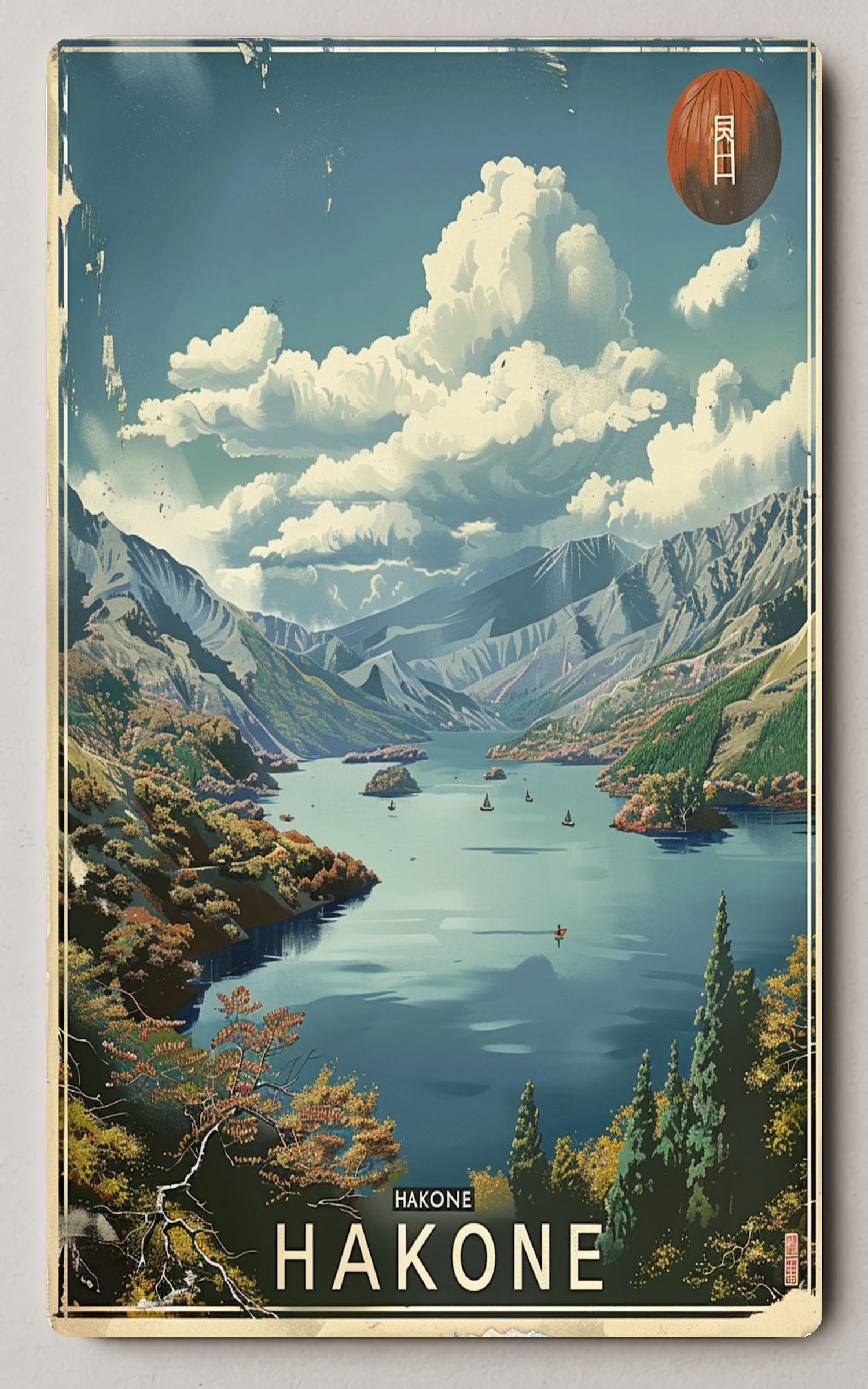 Scenic Hakone Vintage Travel Art Trading Card PosterGoat