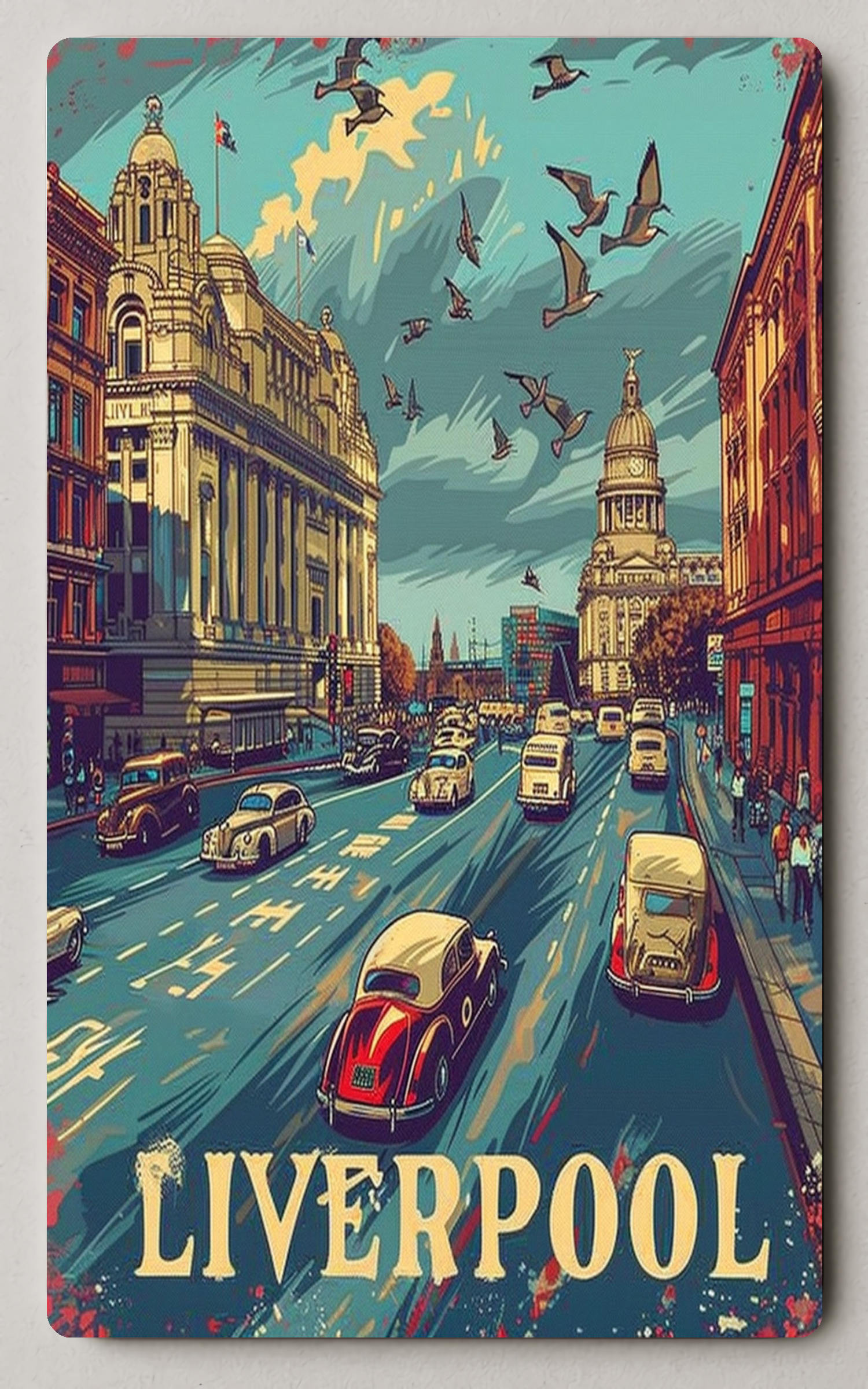 Liverpool City Street Vintage Urban Cityscape Trading Card PosterGoat