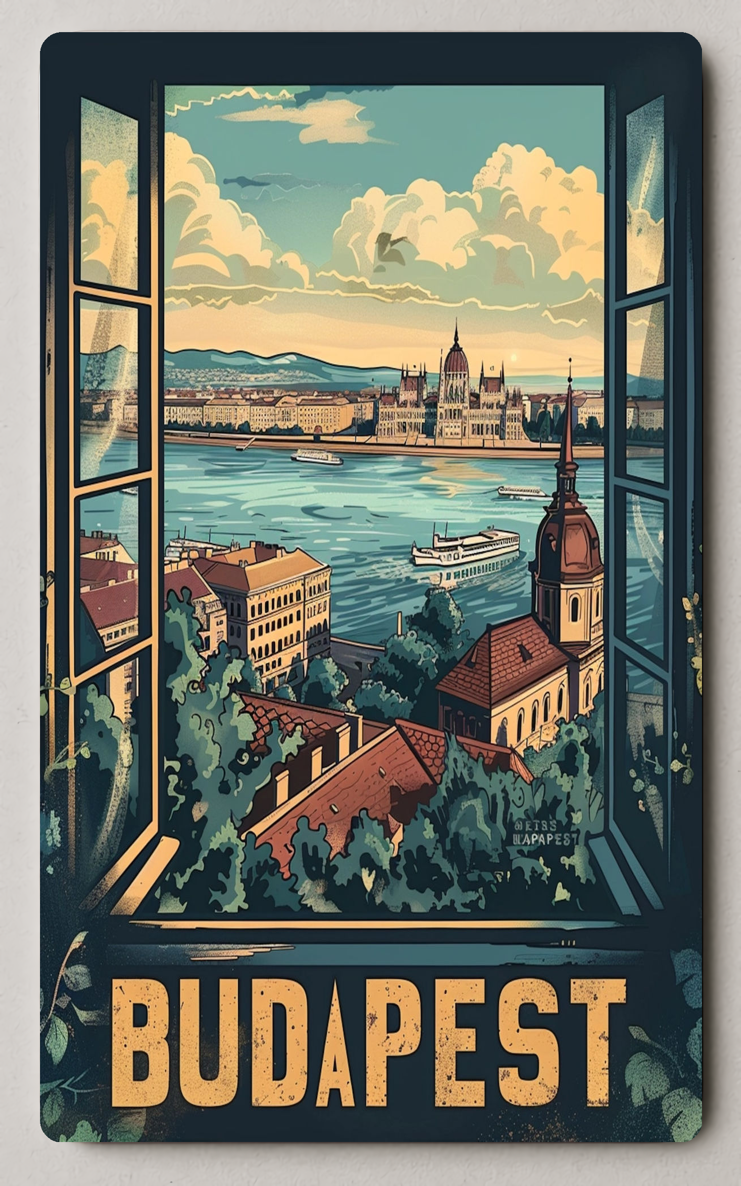 Breathtaking Budapest River View Trading Card PosterGoat