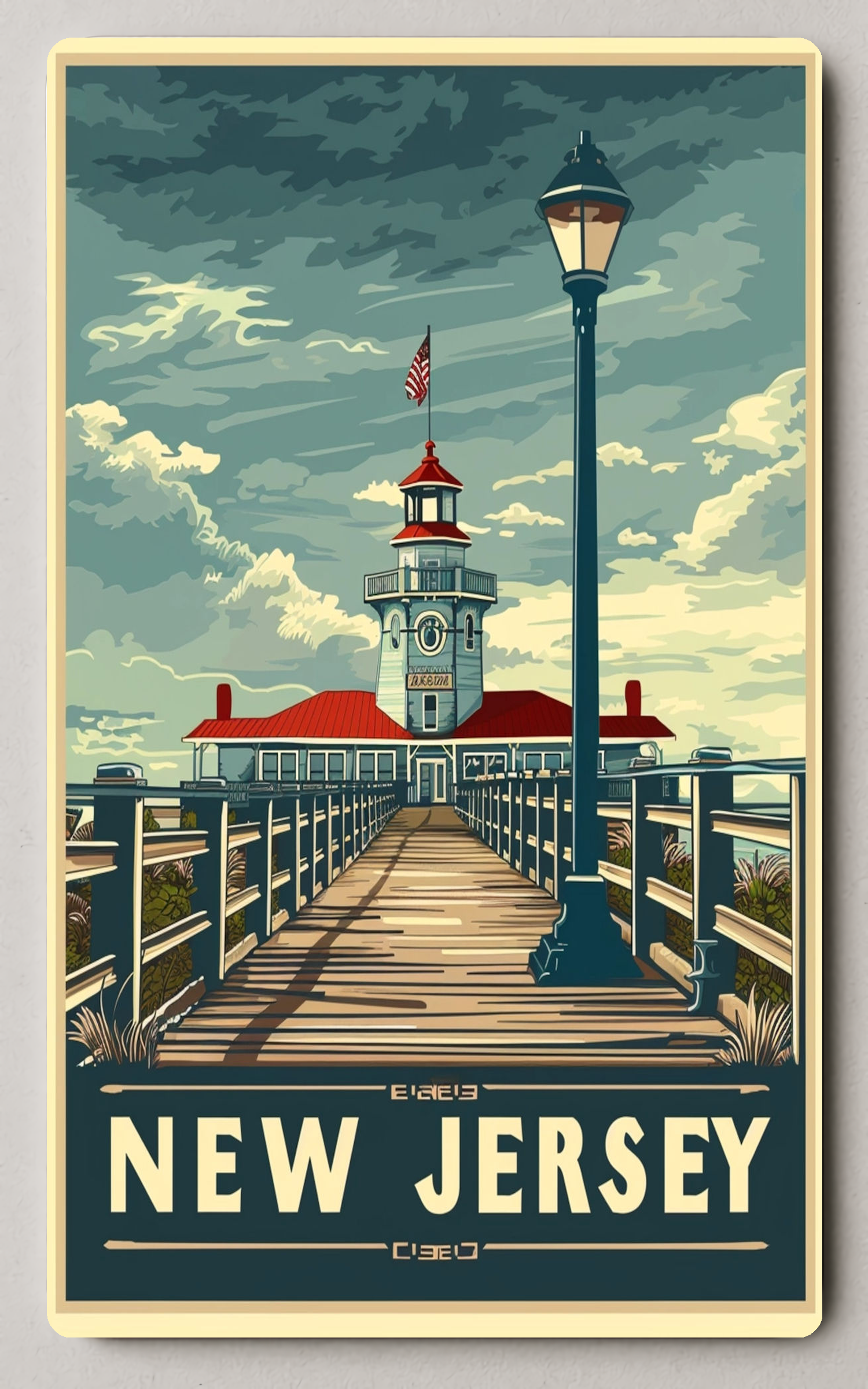 New Jersey Coastal Vintage Illustration Trading Card PosterGoat