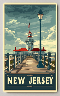 New Jersey Coastal Vintage Illustration Trading Card PosterGoat