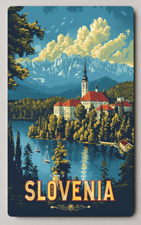 Picturesque Vintage Landscape Of Slovenia Trading Card PosterGoat