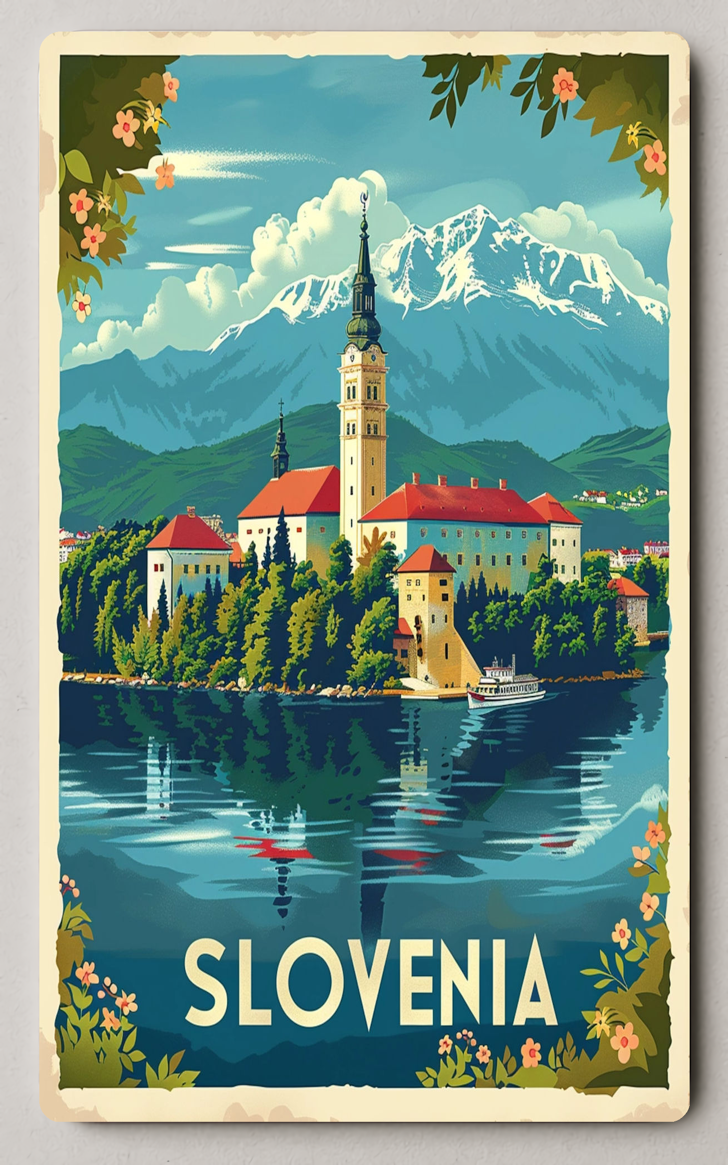 Slovenia Scenic Trading Card Nostalgic Vintage Art PosterGoat