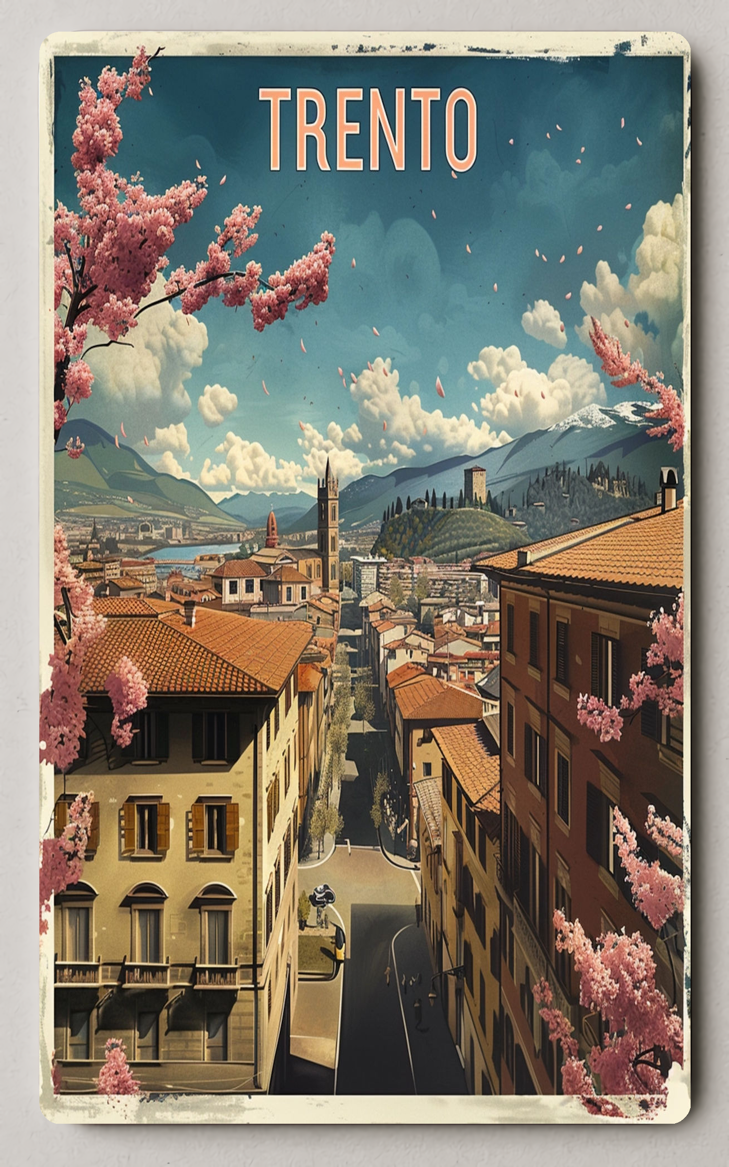 Tranquil Trento Trading Card Vintage Italian Cityscape Art PosterGoat