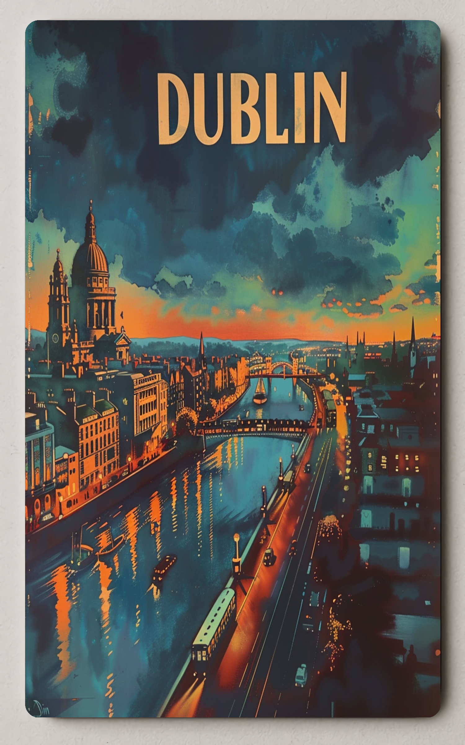 Dublin Cityscape At Sunset Urban Trading Card PosterGoat