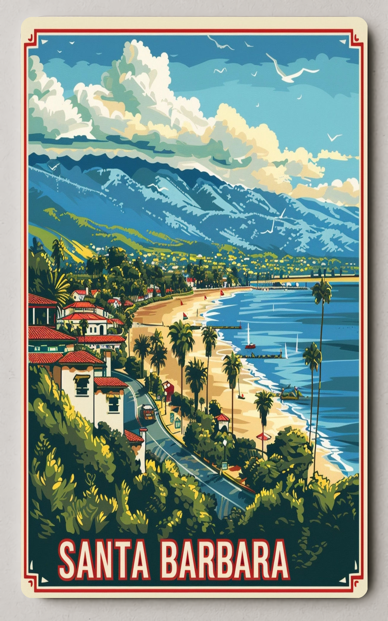 Santa Barbara Coastal View Trading Card PosterGoat