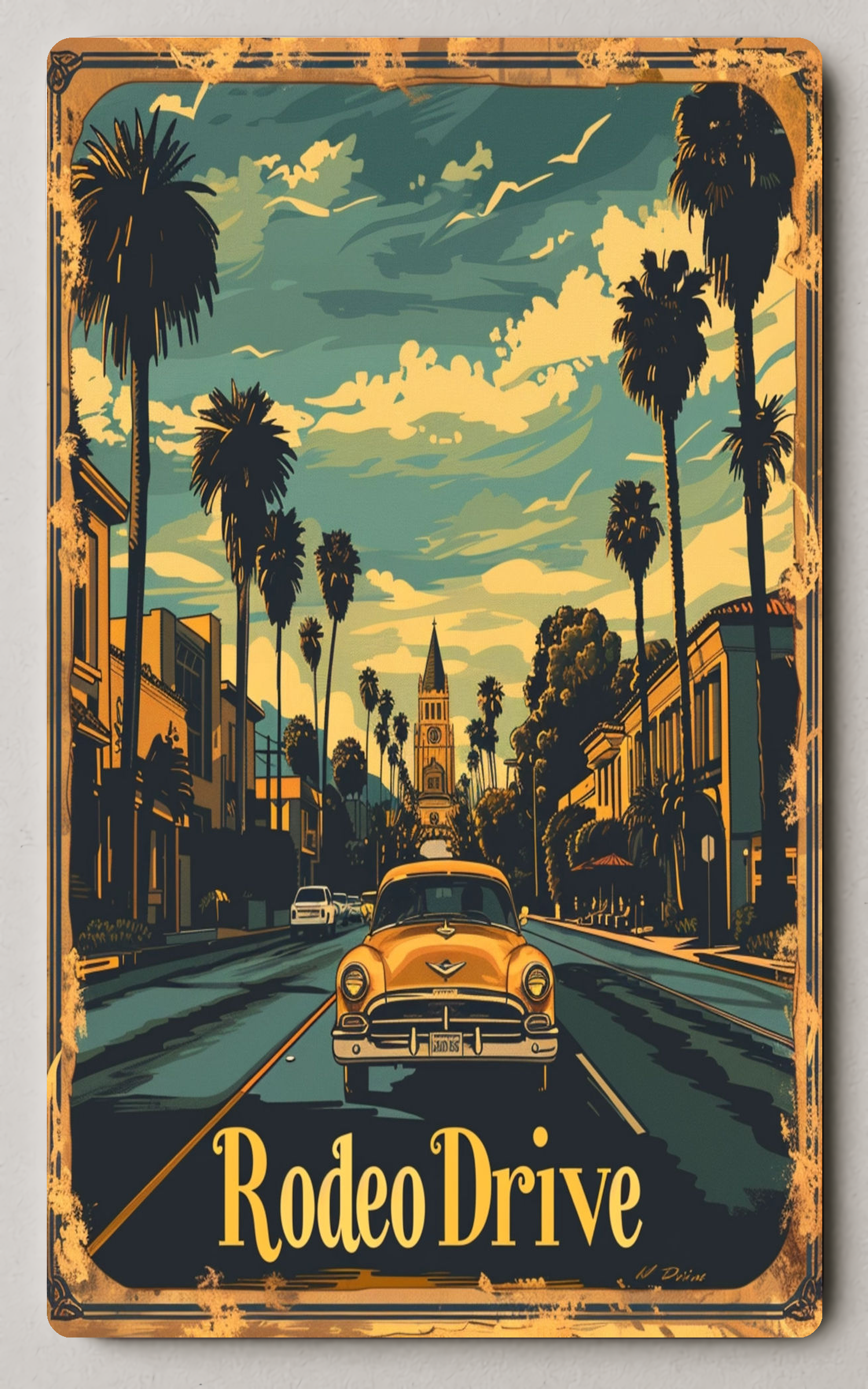 Vintage Rodeo Drive Scene Urban Trading Card PosterGoat