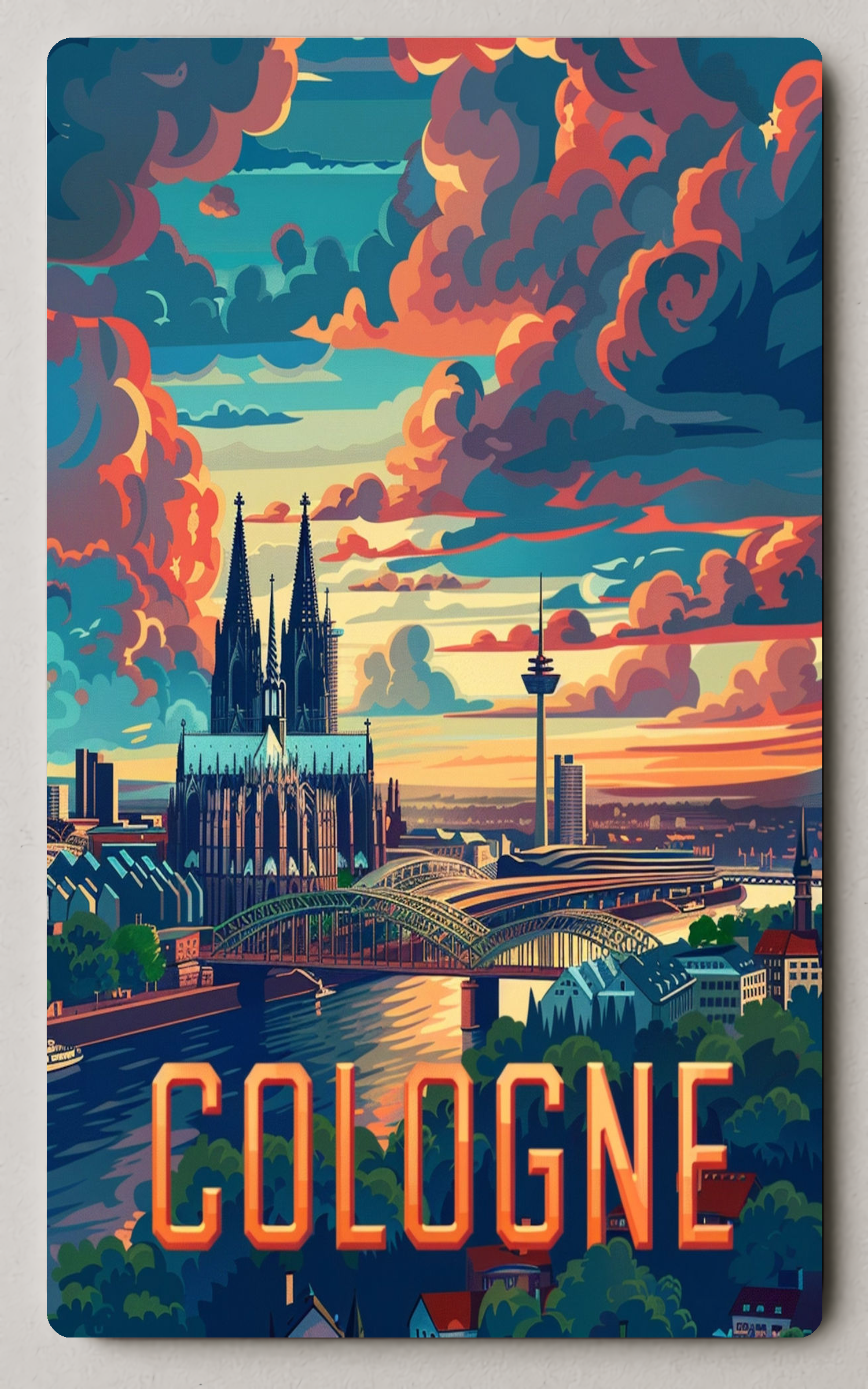 Cologne Cathedral Modern Cityscape Urban Trading Card PosterGoat