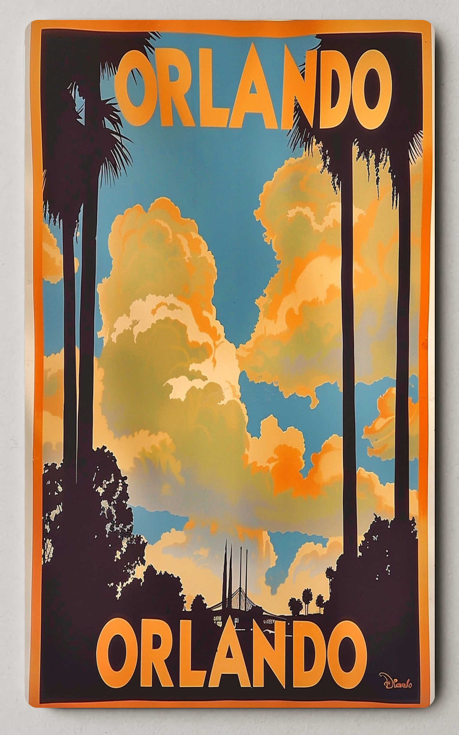 Orlando Vintage Travel Vibes Classic Cityscape Trading Card PosterGoat