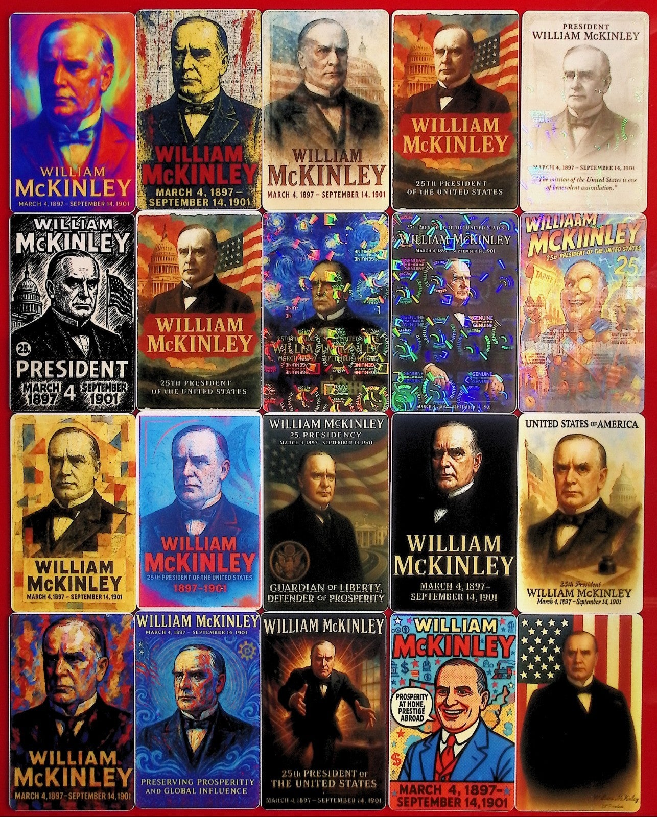 William McKinley 25th President of the United States x20 Card Lot (no dupes)