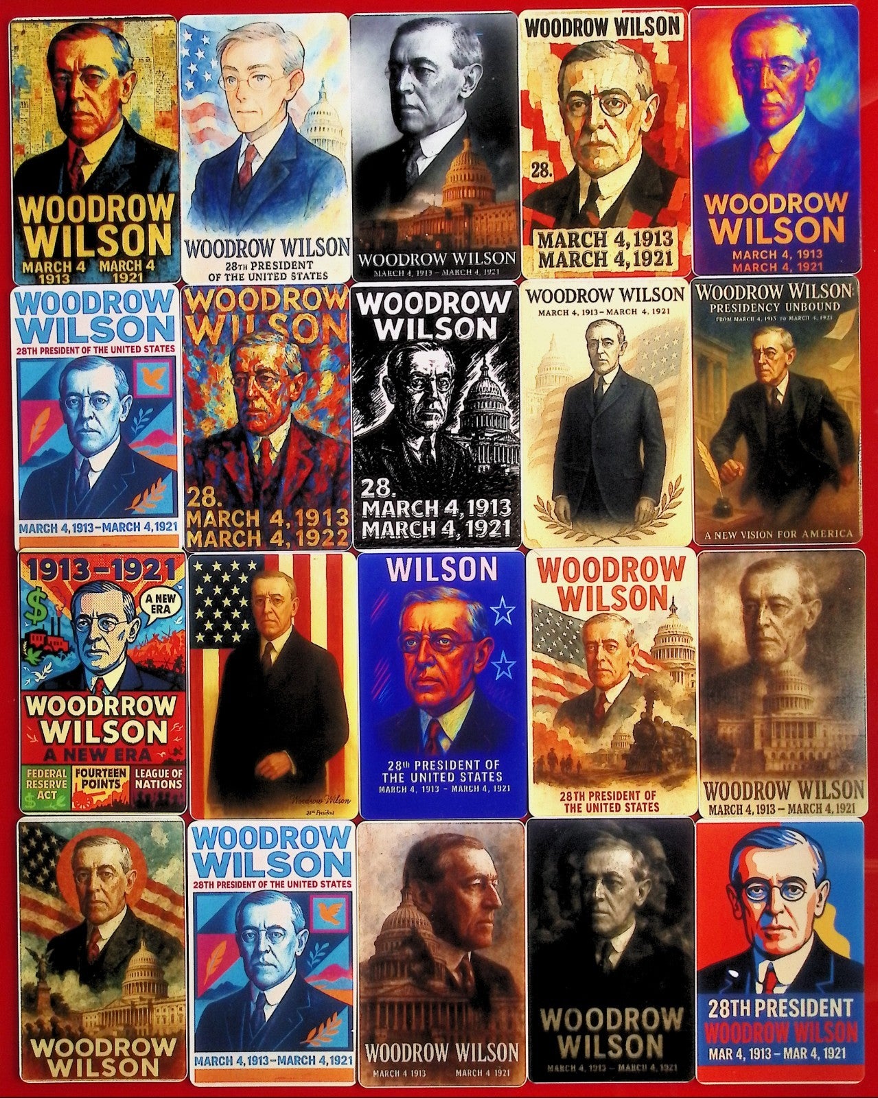 Woodrow Wilson 28th President of the United States x20 Card Lot (no dupes)