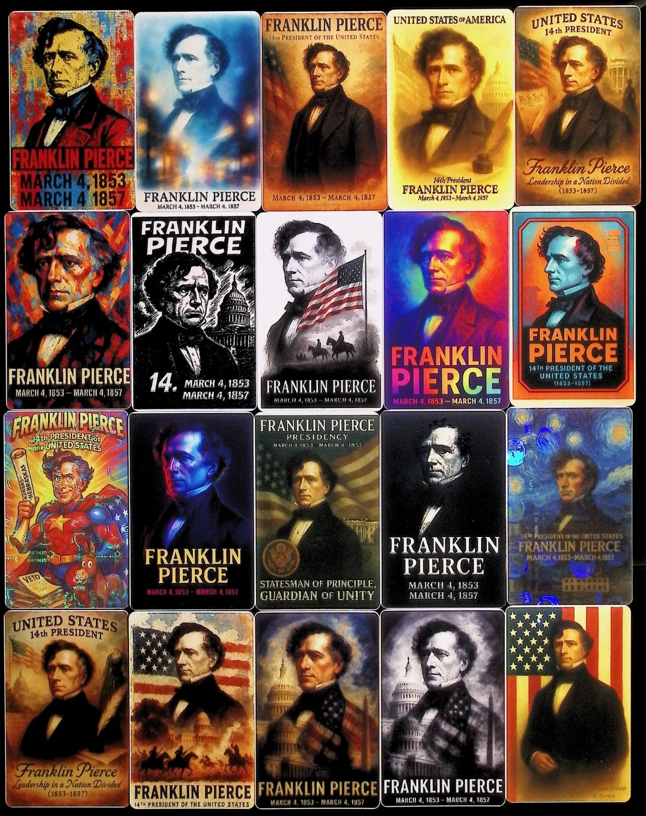 Franklin Pierce President of the United States x20 Card Lot (no dupes)
